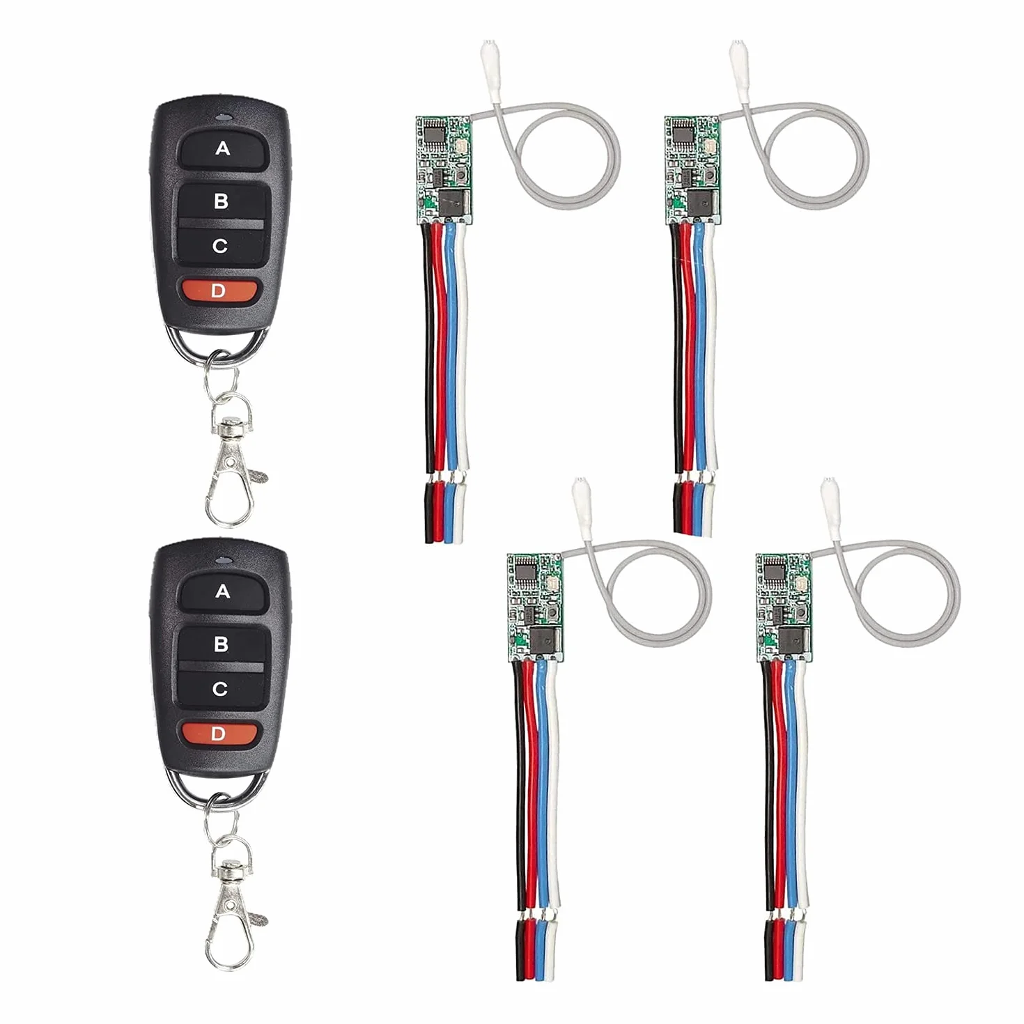 QIACHIP 433MHz DC 3.6V 5V 12V 24V 1 Canal Relé Inalámbrico Seguro Interruptores de control remoto RF Kit de transmisor y receptor, modo de retardo de palanca momentánea