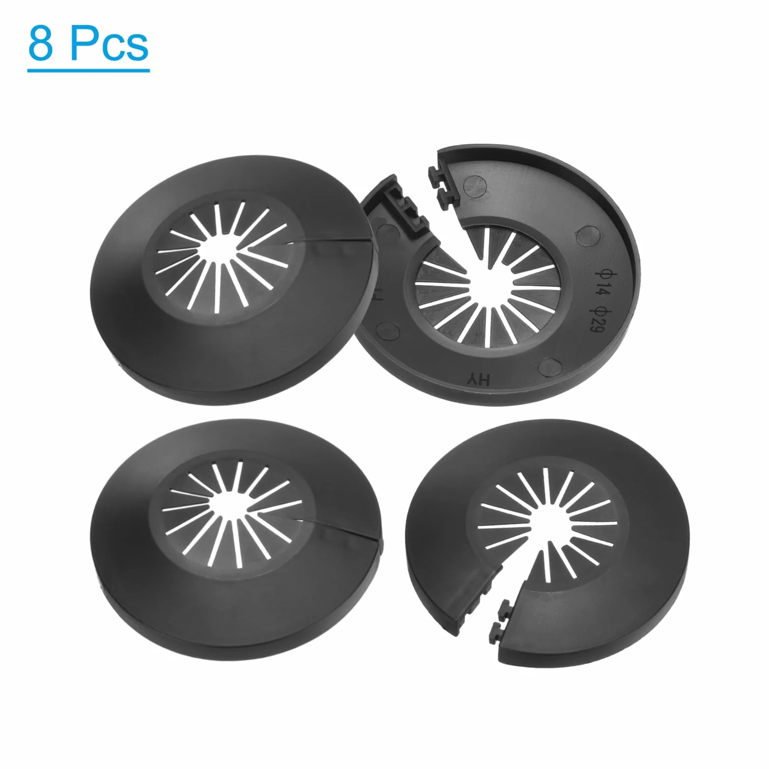 PATIKIL Cubierta de Tubería de Agua para Decoración Ajuste 0.55"-1.14" (14-29mm), 8 Piezas de Brida de Tubería de Agua de Plástico PP Placa de Escudo Collar, Negro