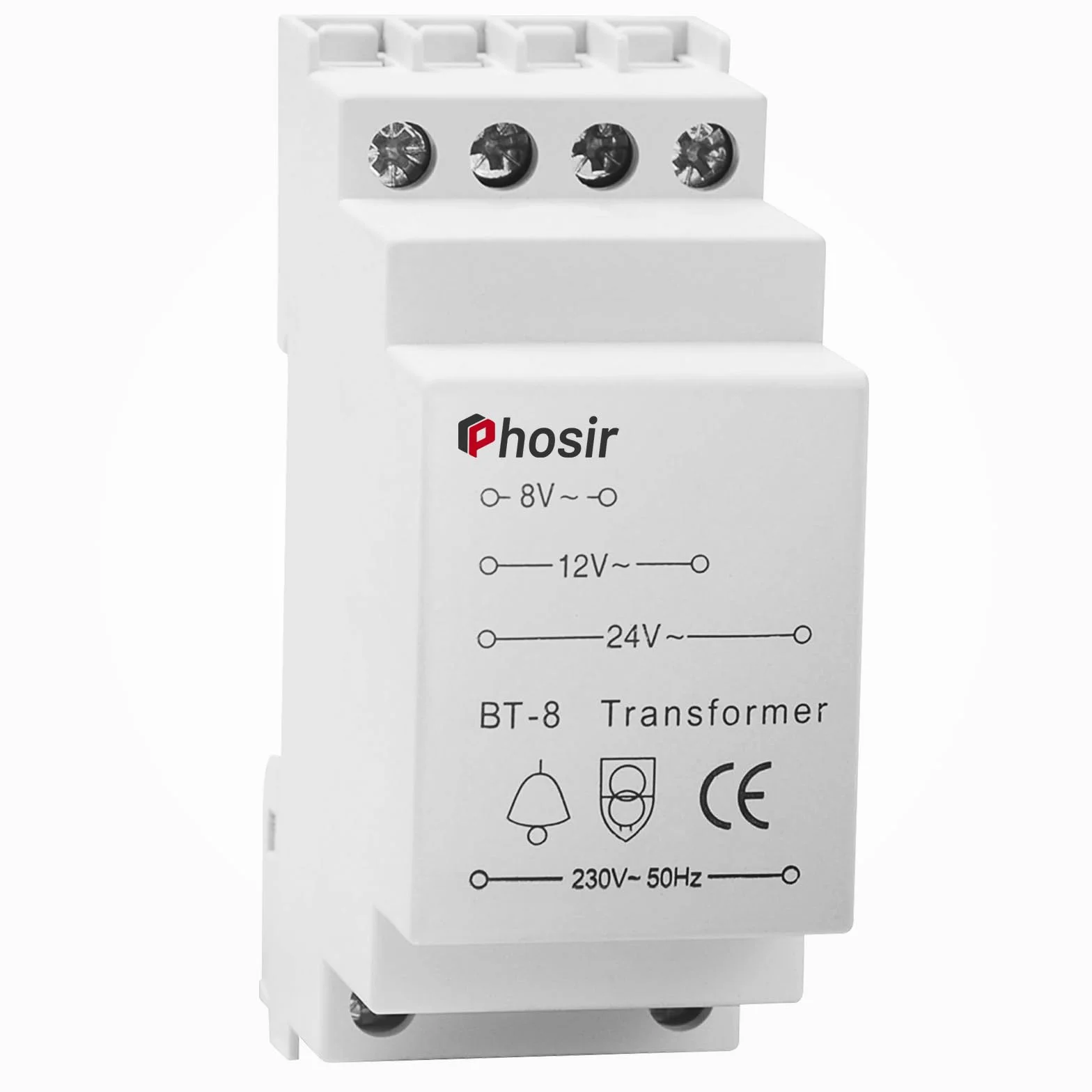 Transformador 220V 8V, Transformador 8V 12V 24V/AC Salida, 230V/AC Entrada, Max 8VA, Alimentador 12V, Apto para Timbres, Timbres Visuales, Carril de 35 mm, BT-8 No es Compatible con CC