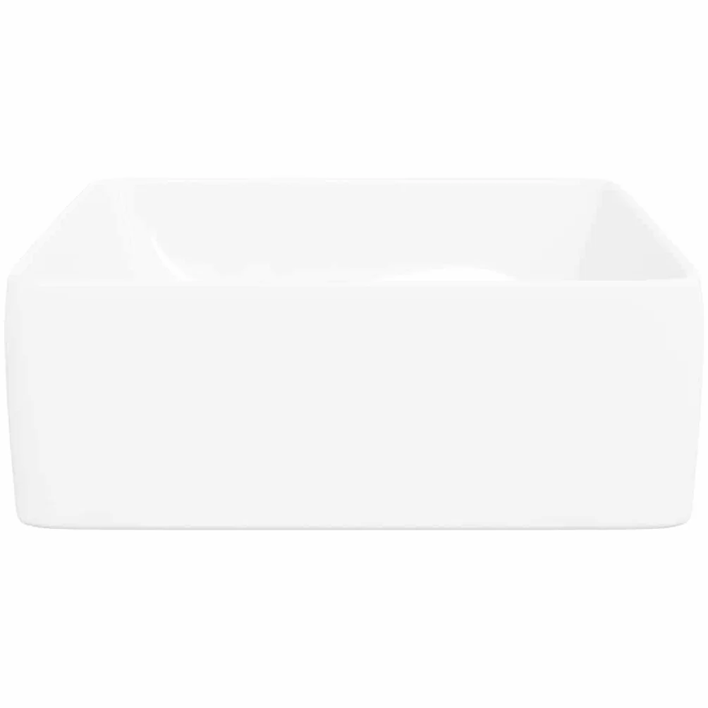 vidaXL Lavabo Rectangular, Lavamanos para Encimera, Fregadero Rectangular, Lavabo para Baño Aseo Tocador, Cerámica Blanco 48x37x13 cm