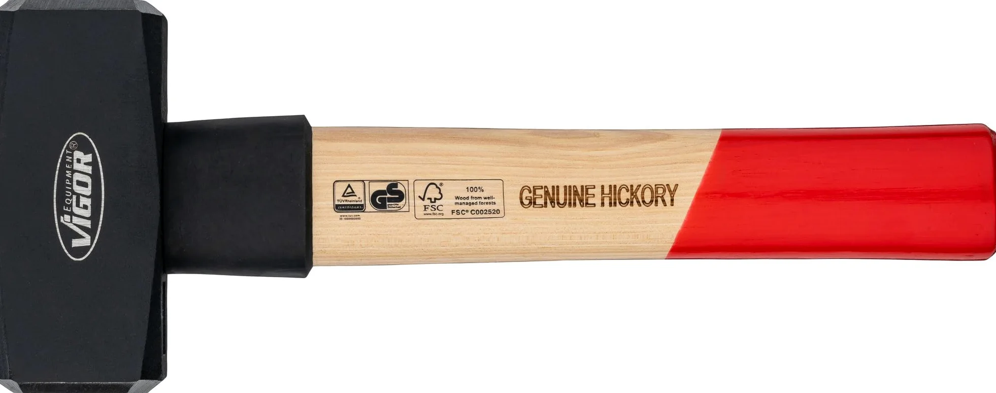 ViGOR V2663-1500 - Manopla de 1500 g, mango de madera de nogal con protección de goma, longitud 280 mm, martillo pesado para golpes potentes y trabajos precisos