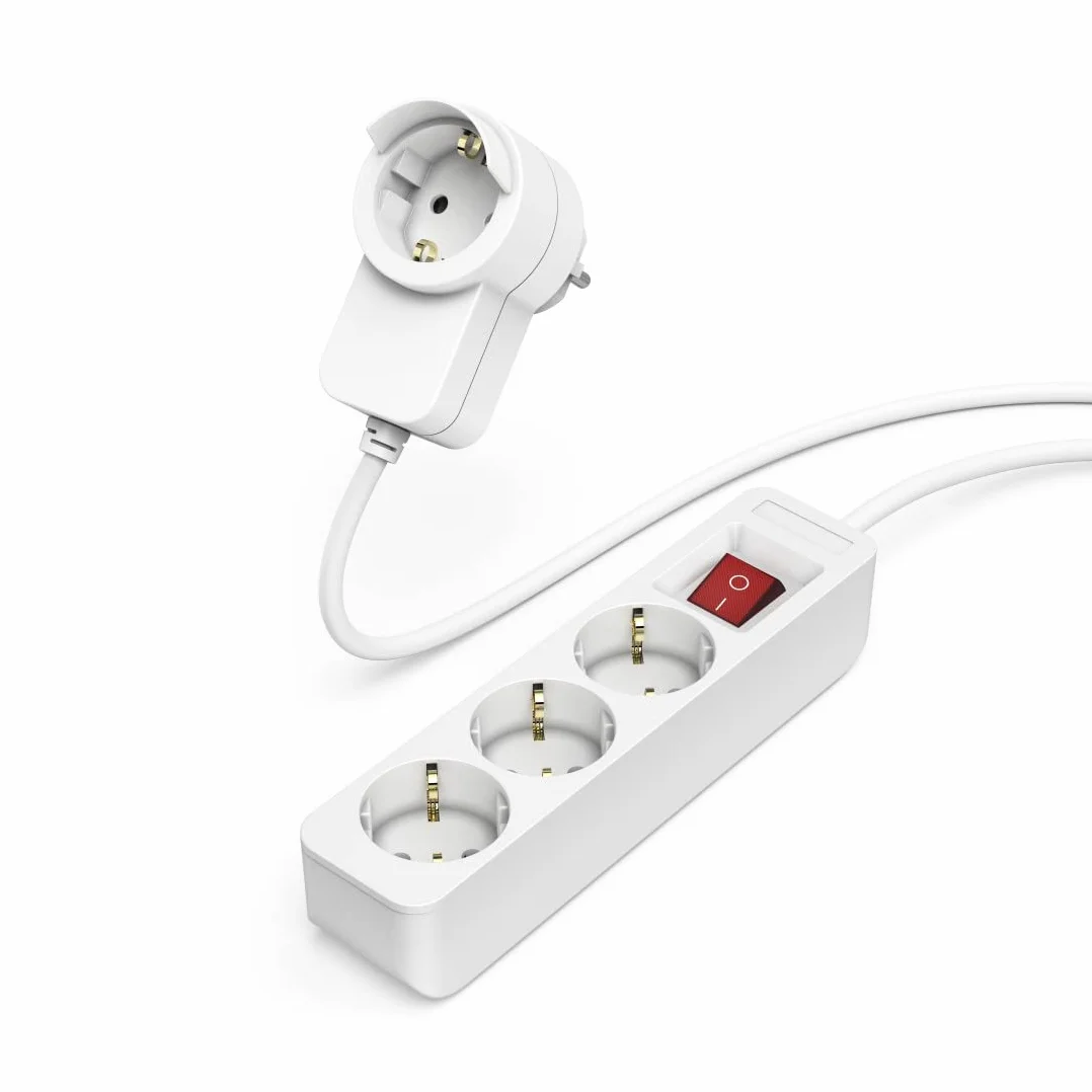 Hama regleta 3 enchufes interruptor toma adicional 1,4 m blanca