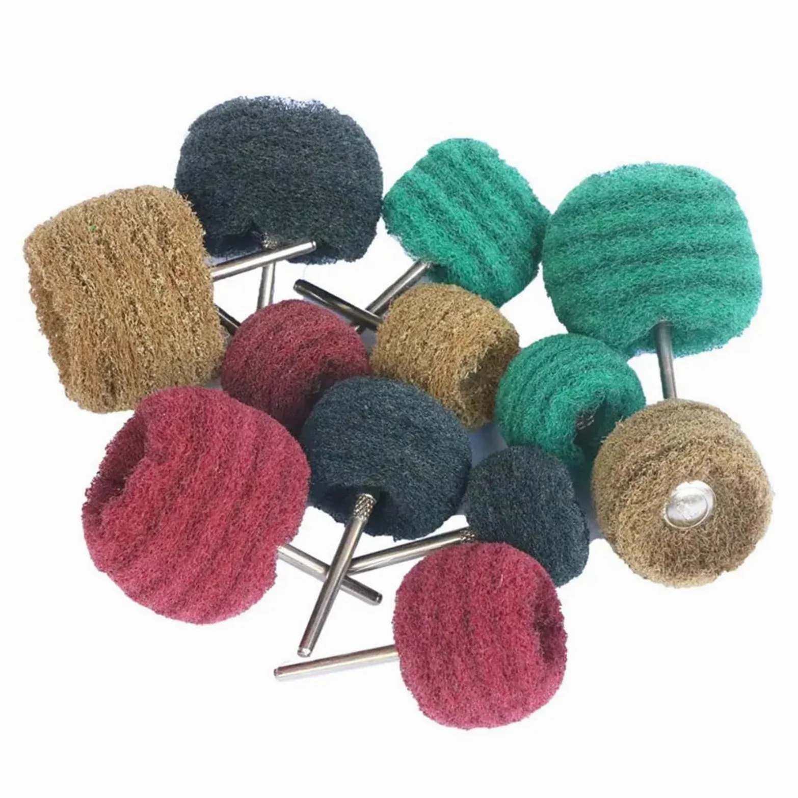 Mini cepillo de 22-38mm, estropajo, rueda abrasiva, fibra nailon, cabezal lijado, pulido, vástago 3mm(5-layer grey,50pcs,22mm)