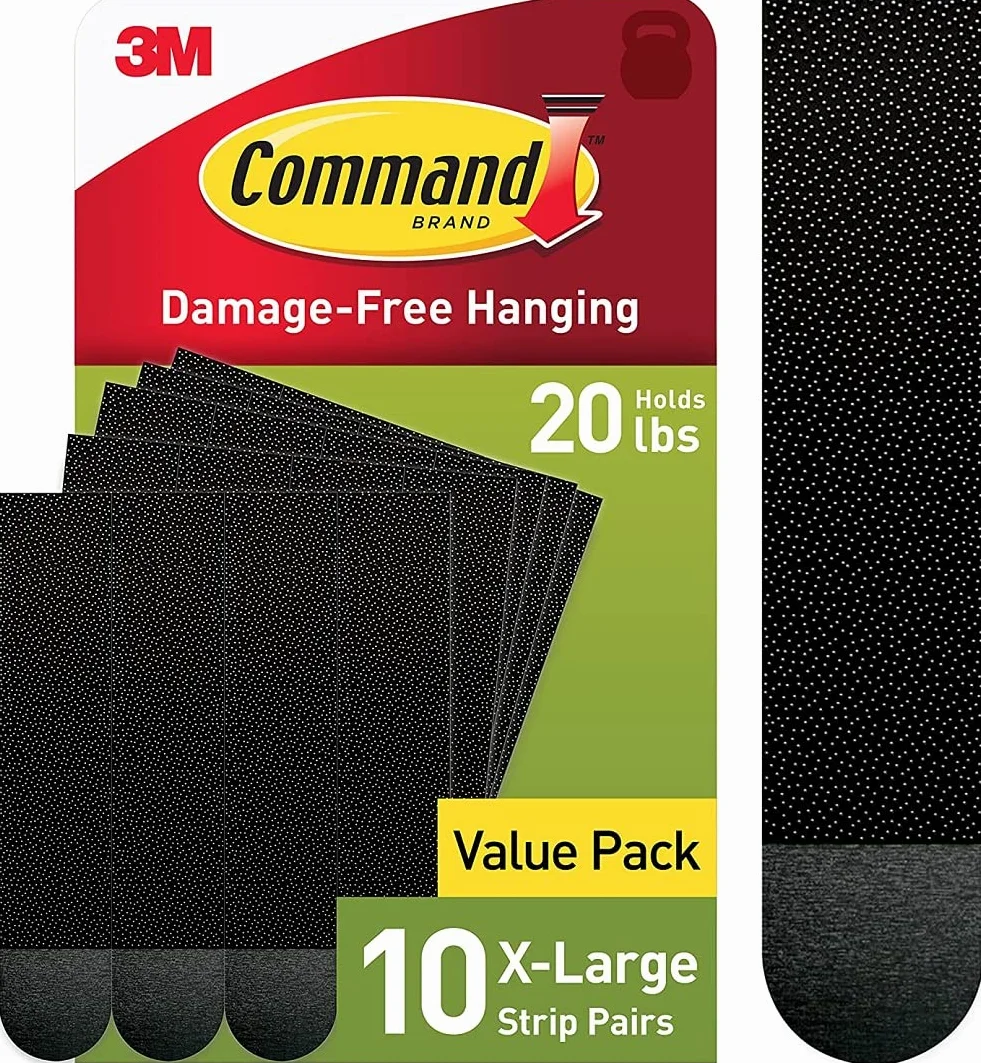 Command Tiras pesadas para colgar cuadros de 20 libras, para colgar cuadros sin daños, tiras resistentes para colgar en la pared para espacios de vida, 10 pares de tiras adhesivas negras,