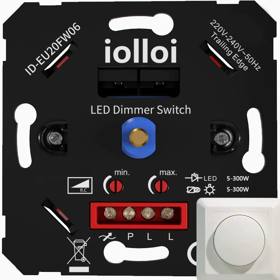 interruptor regulador de luz, encendido/apagado giratorio LED atenuador interruptor para Regulable LED/incandescente/bombillas halógenas, 2 vías, 3-150W (1-10 LEDs)