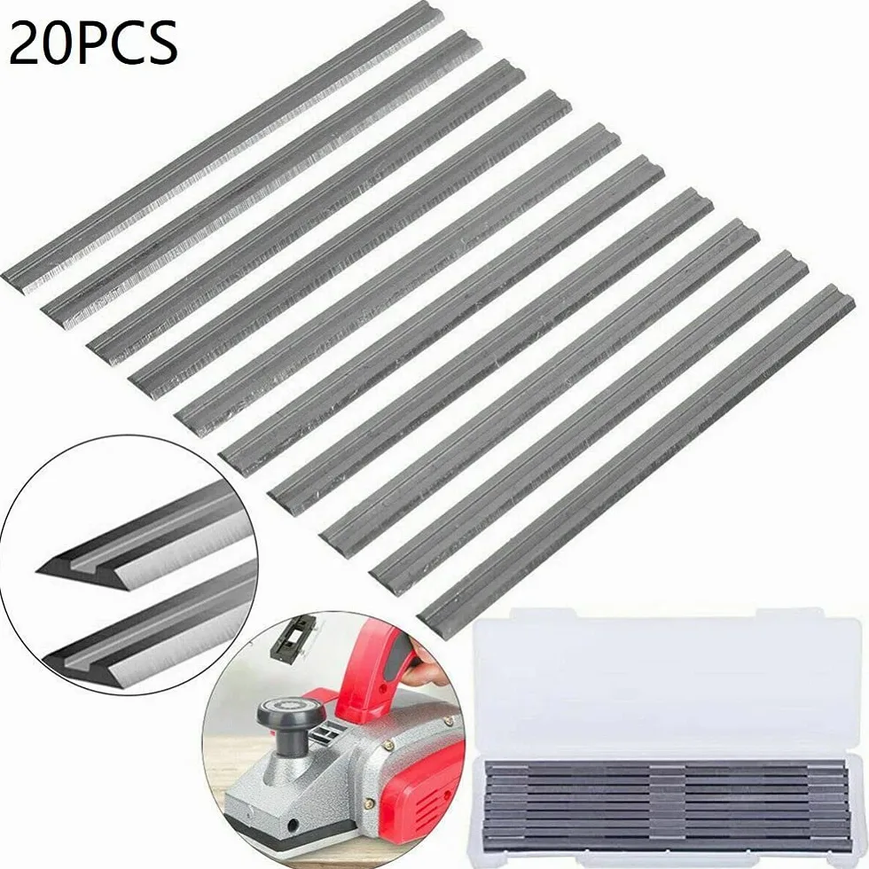 20 piezas 82 mm cuchillas cepilladoras eléctricas HSS cuchillos cepilladores de madera reversibles Piezas de maquinaria de carpintería para Bosch para Makita., Como se muestra