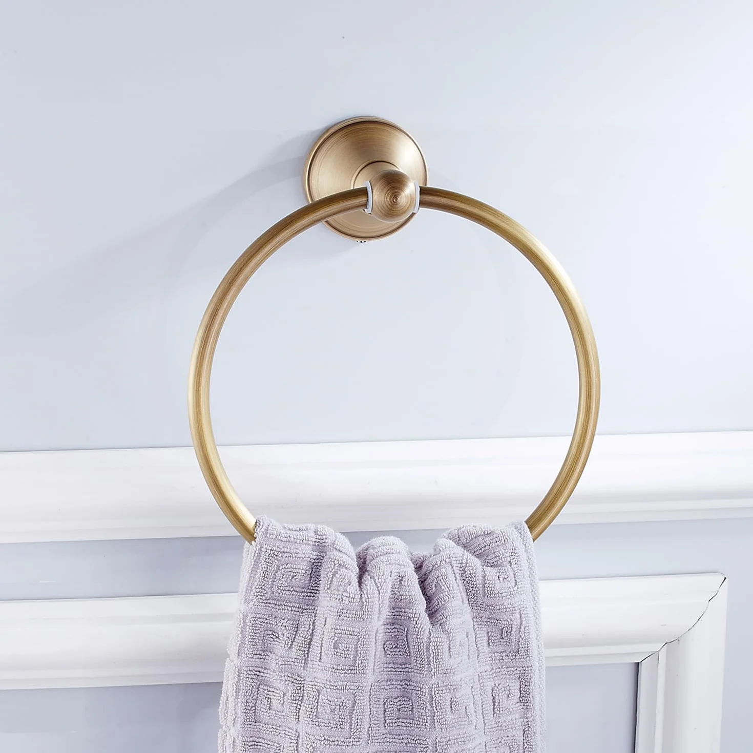 Flybath Toallero redondo latón envejecido soporte toallas baño cocina accesorio pared cepillado