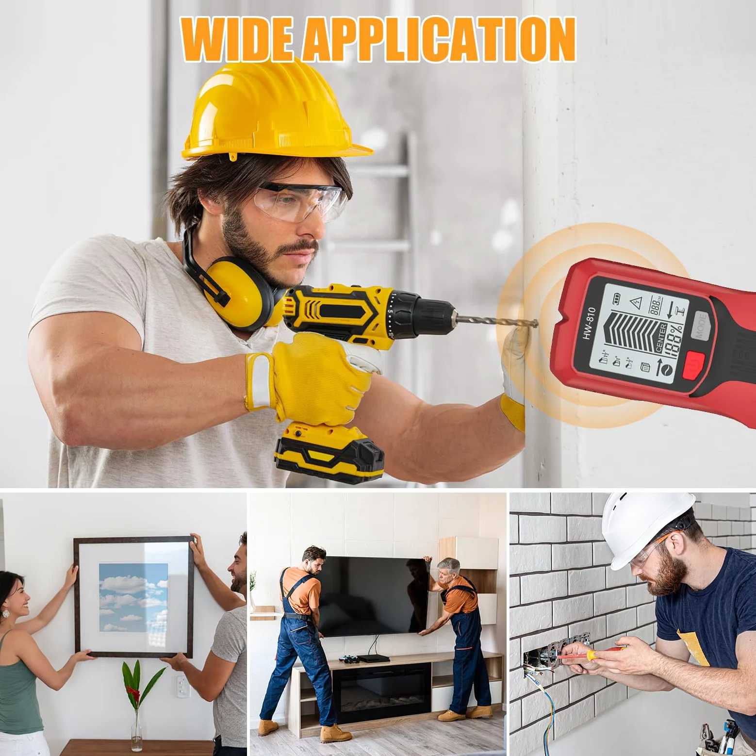 Detector Cables y Tuberias, Detector Cables Pared 6 en 1, Detector de Vigas y Perfiles, Multifunctional Handheld Metal & Wall Detector con Pantalla LCD y Advertencia de Sonido para Metales Ferrosos