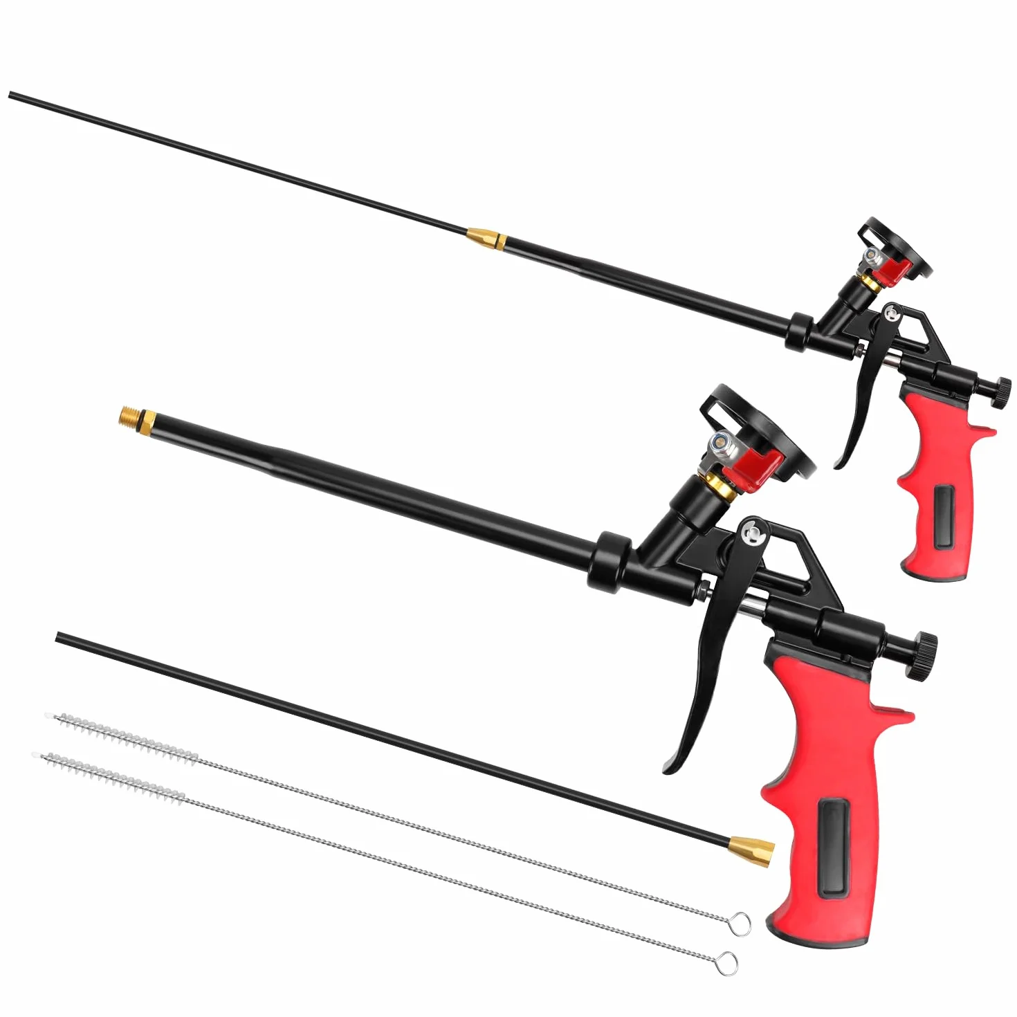 Pistola de espuma PU, 2 piezas Pistola de espuma de construcción, Pistola de espuma de pulverización extendida de 63 cm de metal, Pistola dosificadora profesional con interruptor para sellar