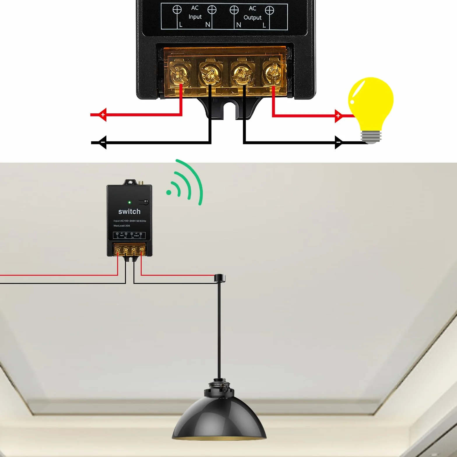 Interruptor Con Mando a Distancia 220V Interruptor Inalambrico Rele 220V remoto AC rele de control para bomba de agua motor sistema de seguridad distancia máxima 1500m con 2 mandos a distancia.