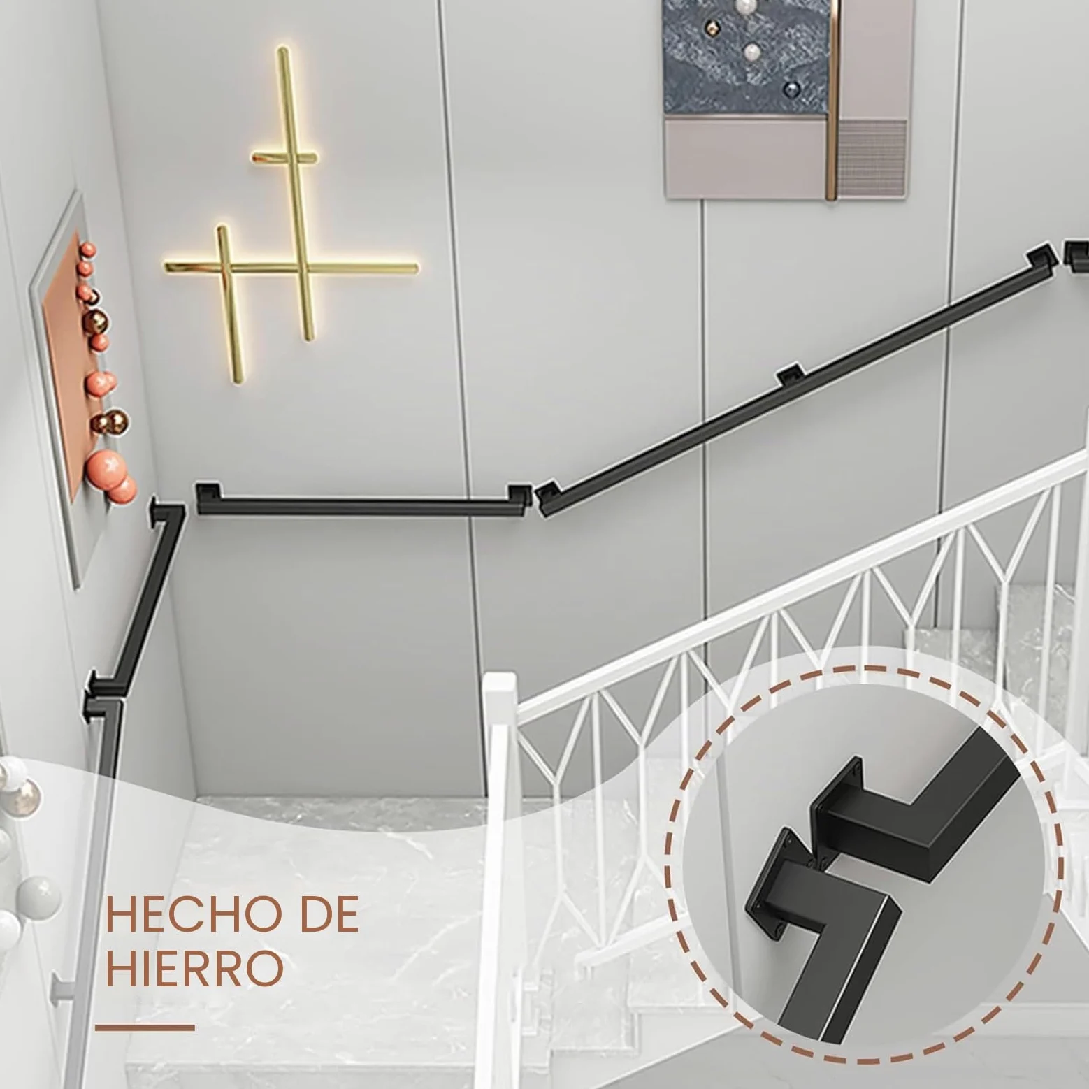 30cm Pasamanos de Escalera de Hierro Forjado para Interiores y Exteriores, Poste de Apoyo para barandillas de escaleras para niños Mayores, reposabrazos Antideslizante