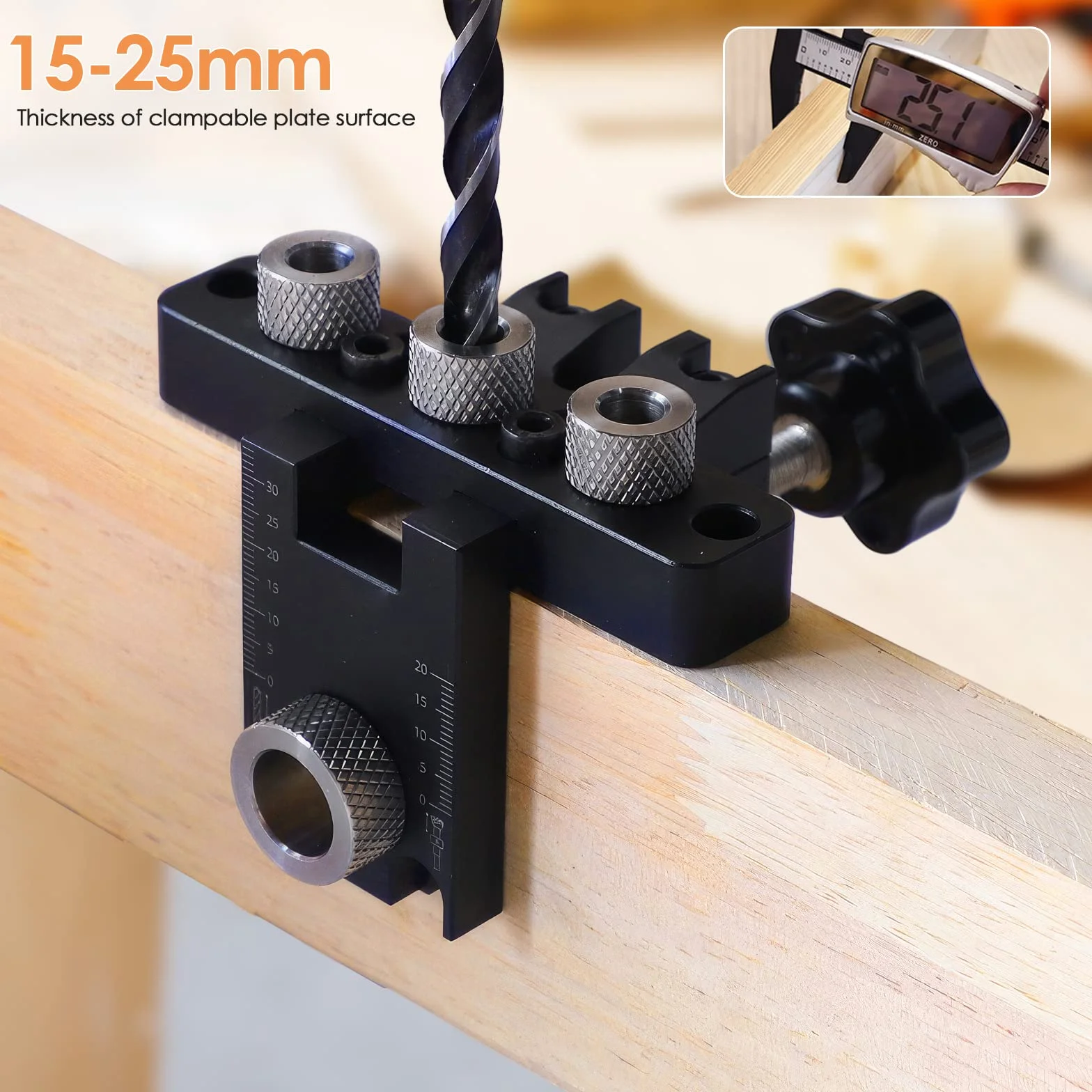 Pocket Hole Jig 3 en 1 Kit de Plantilla de Orificio de Bolsillo con Broca de 8/10/15 mm para Carpintería