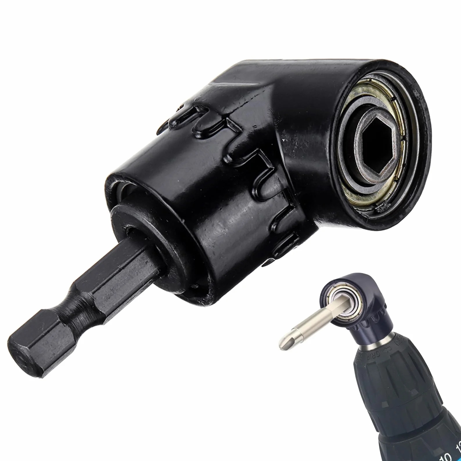 Atornillador angular de 105°, accesorio de taladro angular, accesorio de atornillador angular, taladro multifunción de ángulo recto, para esquinas difíciles de acceder y espacios estrechos