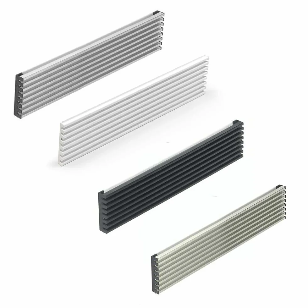 Rejilla de Aireación para Horno de Cocina – Ventilación Superior o Inferior para Mueble Empotrable – 8 Lamas, 598x124mm - Modulo 60 – Blanco, Negro, Cromo Mate, Inox (Inox)