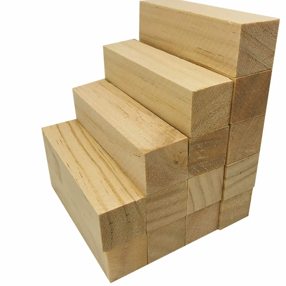 Bloques de Tilo Natural 14 pcs para Tallado, Madera Artesanal, Kit Manualidades 10x2,5x2,5 cm