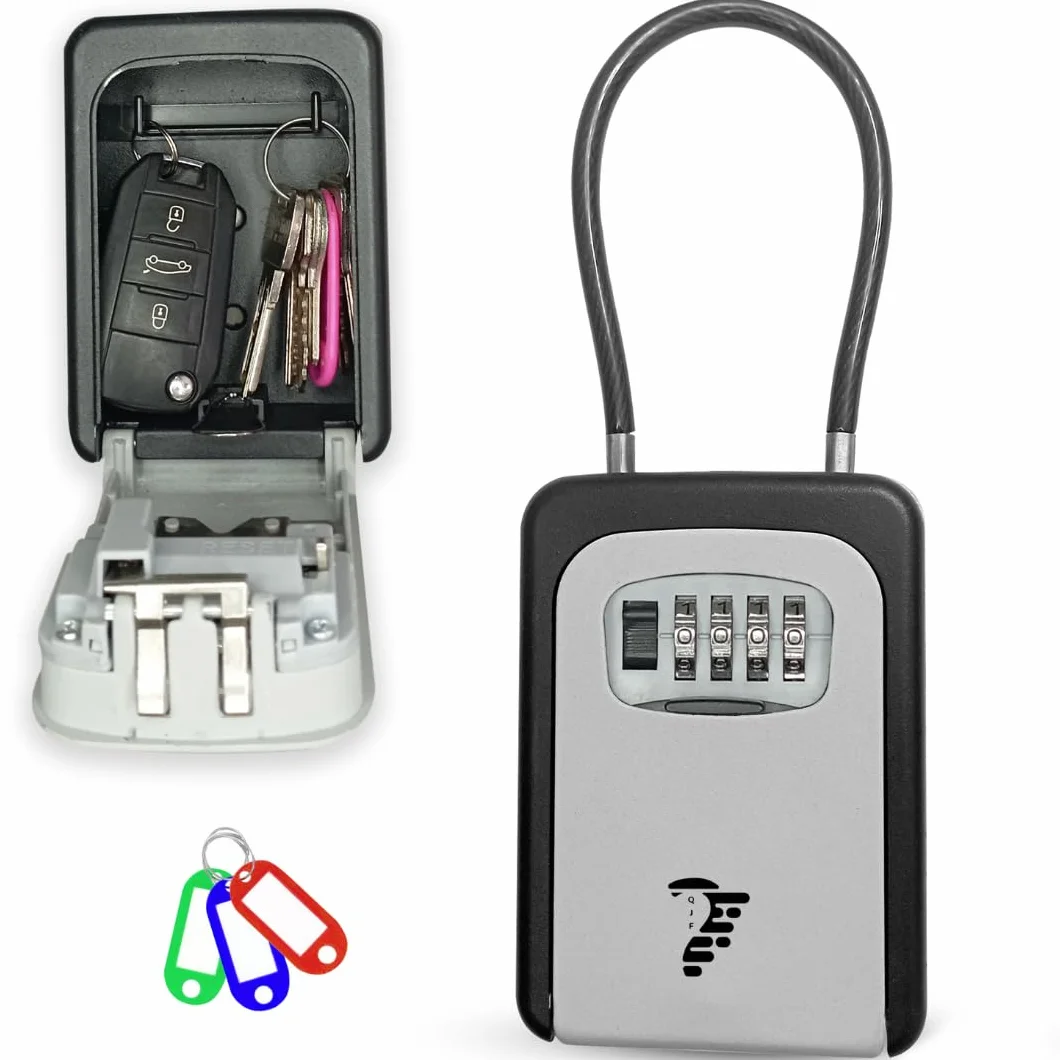 QJF Caja de Seguridad para Llaves con Código de 4 Dígitos para Pared Exterior Interior