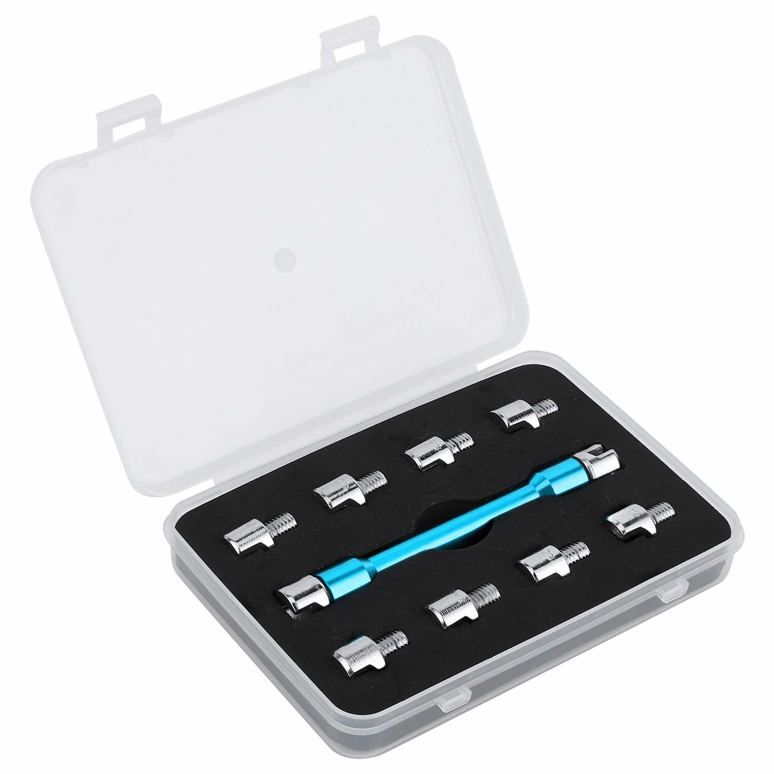 Qiilu Llave de radios de motocicleta, Juego de llaves CNC de llave de radios de motocicleta 5.0-6.8 Longitud 93 mm / 3.7in para la mayoría de las motocicletas(Azul)
