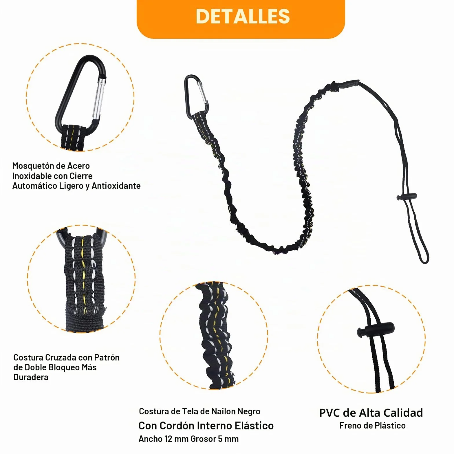 Cordon de Seguridad de Trabajo en Altura, Retractil Correa Herramientas con Mosqueton, Limite de Peso Maximo de 6,8kg Cordones Seguridad para Herramientas(6piezas)