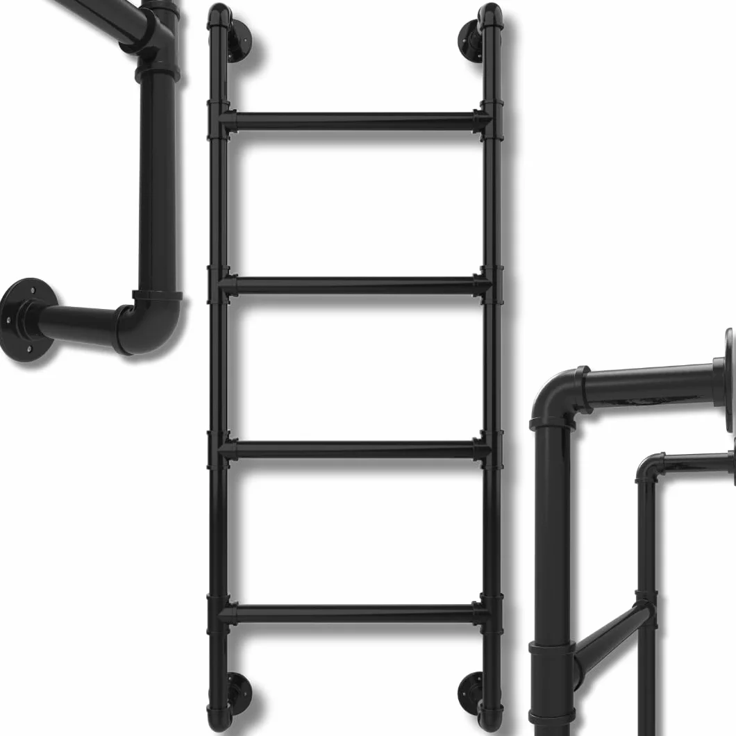 Escalera de 4 Peldaños Montada en Pared para Salida de Emergencia por Ventana de Sótano | Acceso Metálico Fijo con Ganchos para Ático, Caravana y Cama | de Seguridad Fijada a la Pared de Cuatro