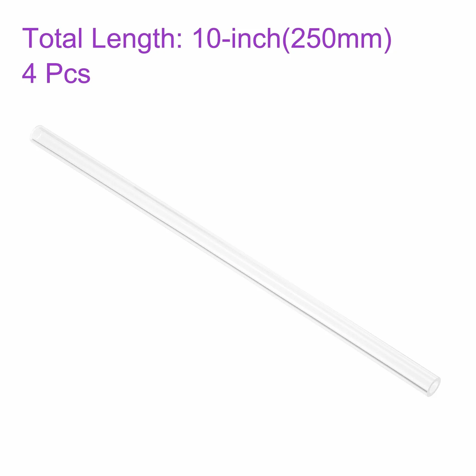 Tubo de Plástico Rígido Acrílico Transparente 5 mm x 8 mm 10" para Acuario, Enfriamiento de Agua