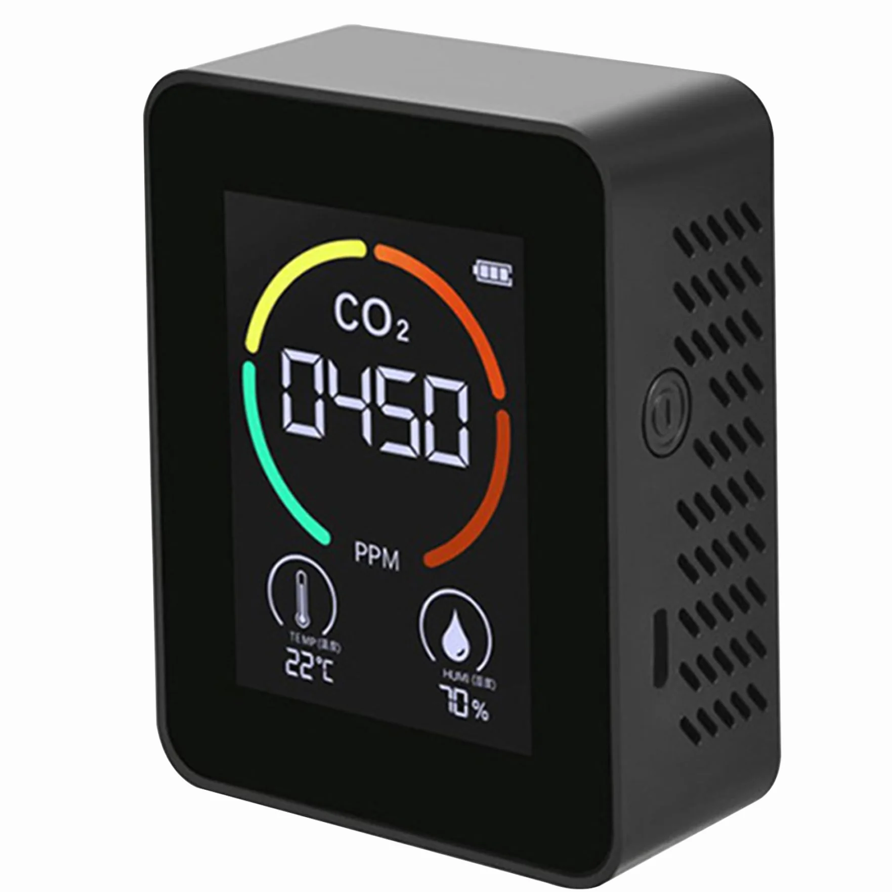 Detector de CO2, 3 en 1 con LCD Que Muestra un Monitor de Calidad del Aire portátil Muestra la Temperatura Ambiente y la Humedad para Las Carpas de Cultivo de Casas rodantes, 400-5000ppm Negro