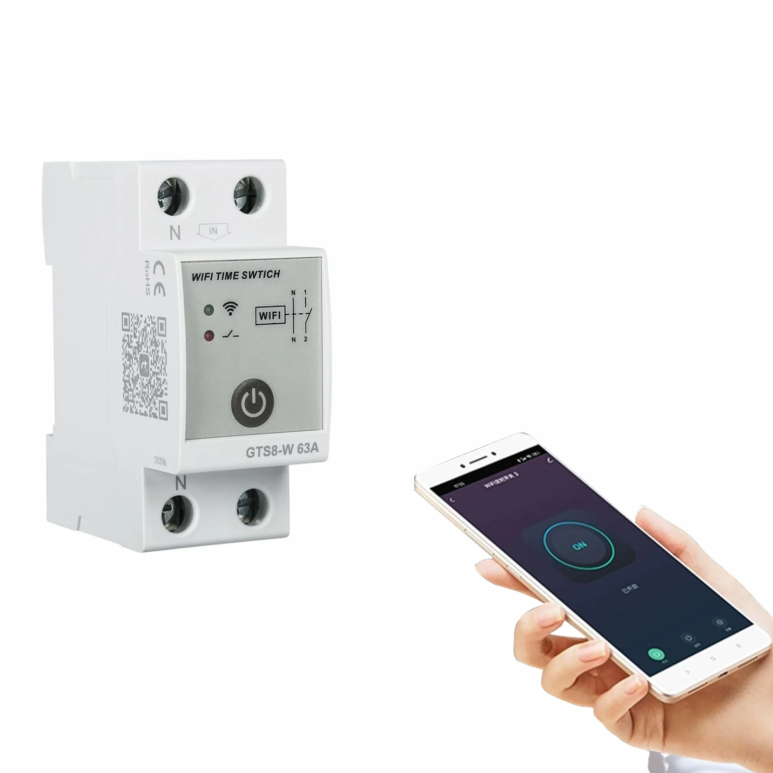 Jadeshay Interruptor WiFi,AC220V 63A Disyuntor Inteligente WiFi Tuya Interruptor de Relé de Temporizador Interruptor Horario Interruptor de Control Remoto de Teléfono Móvil de Casa 35mm Carril DIN