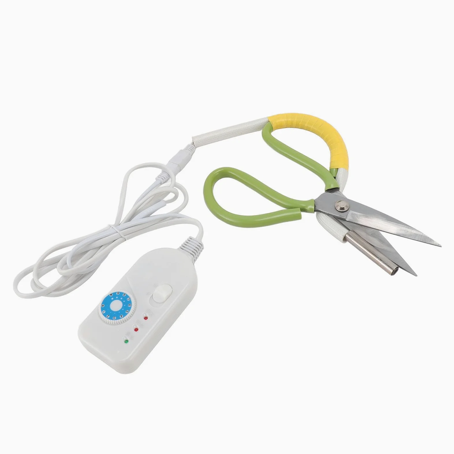 Tijeras Calefactoras Eléctricas, Control de Temperatura de Luz de Pantalla Tijeras de Tubo Calentadas de 220 V para la Industria de Ropa de Equipaje (Enchufe europeo AC220V 8A)
