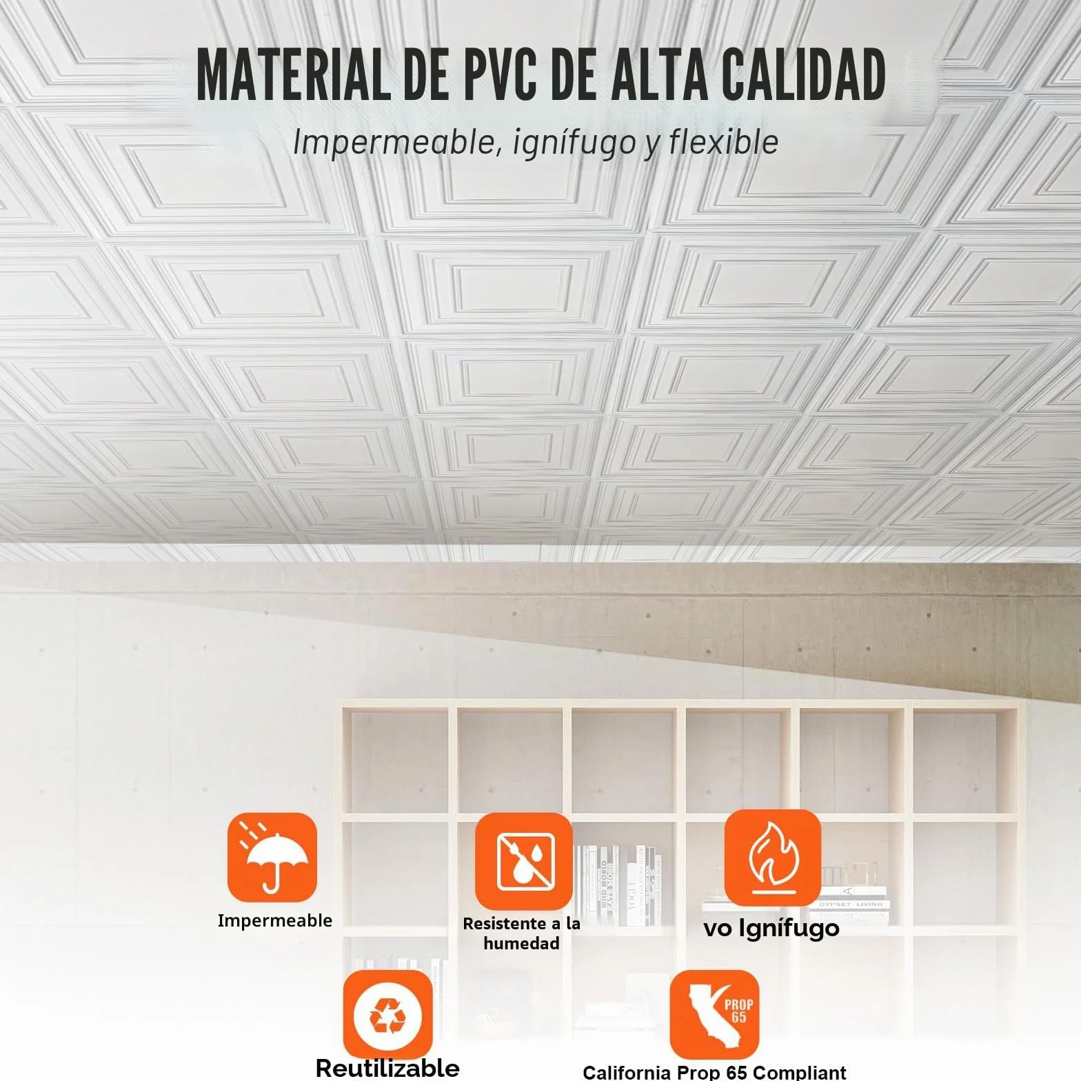 VEVOR Paneles para Techo Suspendidos 605x605 mm PVC Blanco Paquete 12