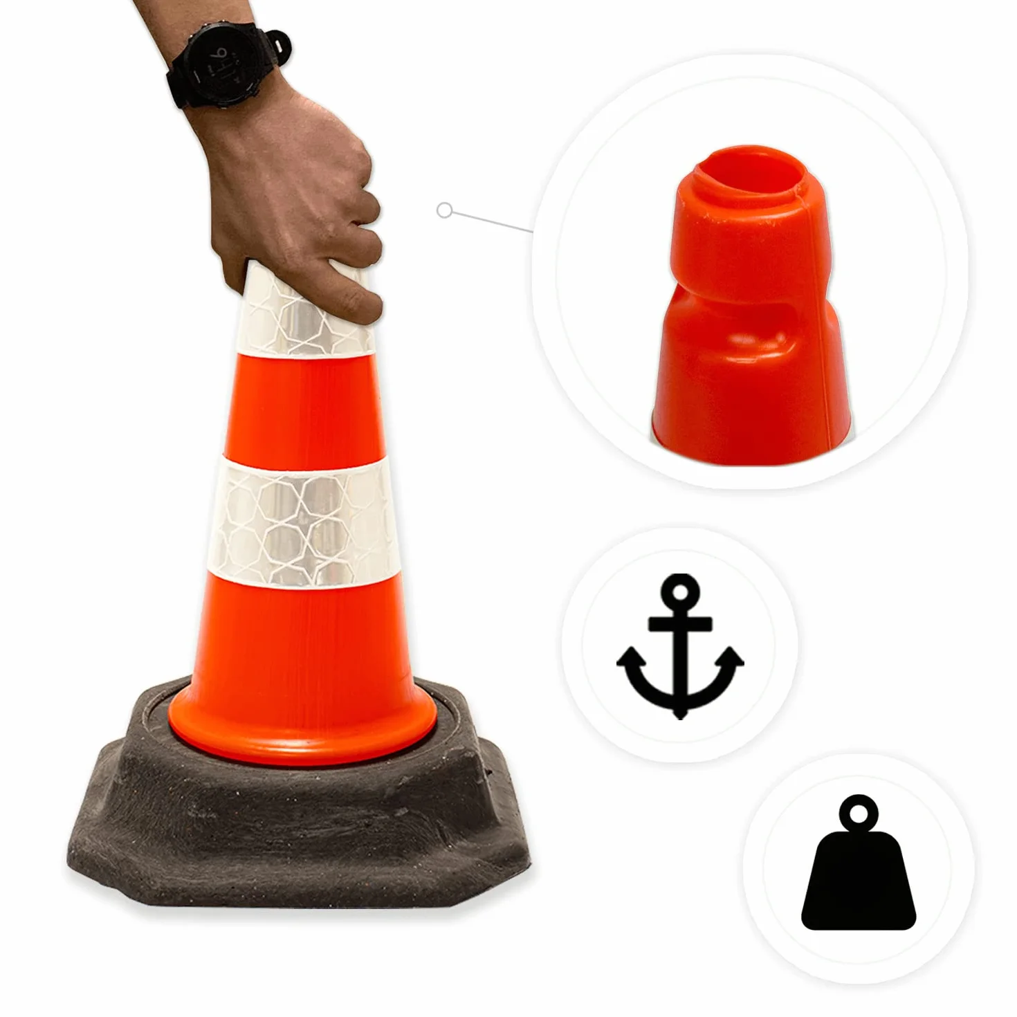 Conos de señalización Street Solutions 45 cm PVC reciclado Juego de 6
