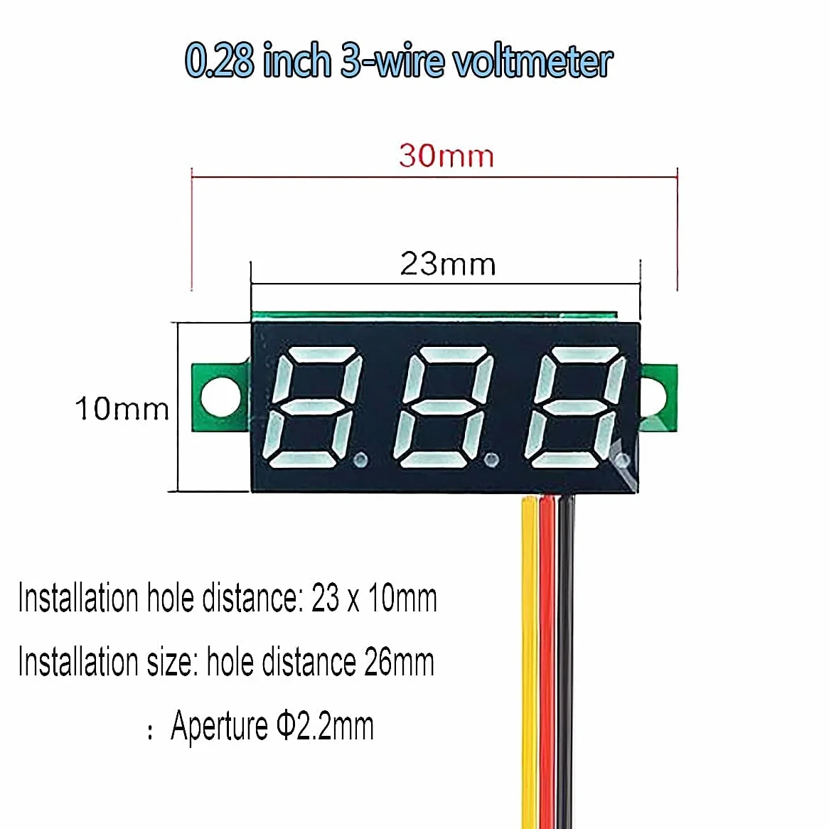 Mini Voltímetro Digital DC 0-100V 0.28 Pulgadas Pantalla LED Verde GTIWUNG