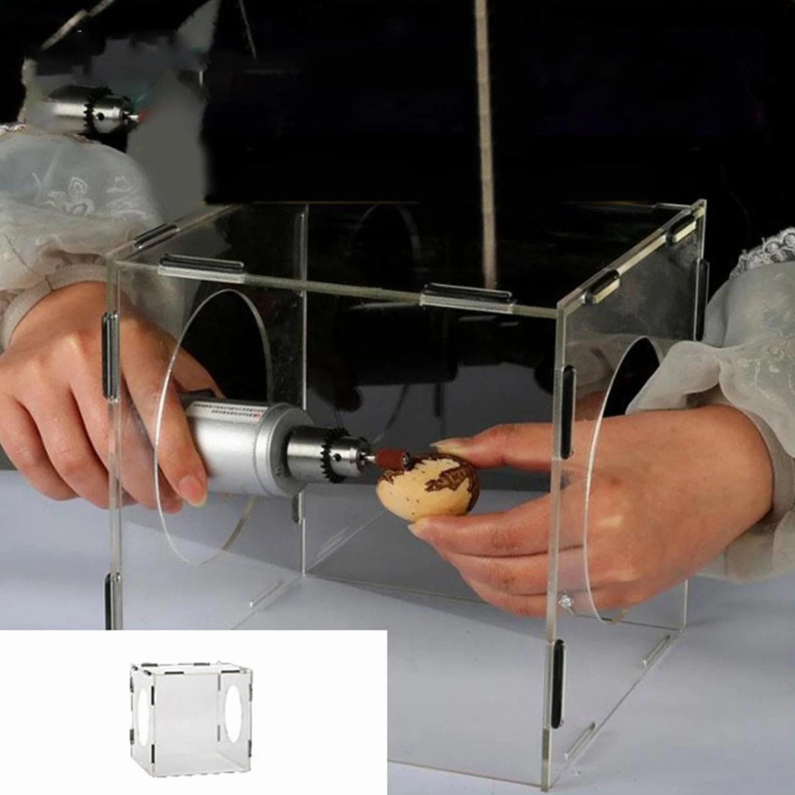Caja de polvo pulidora – Caja de lijado a prueba de polvo | Mesa de molienda eléctrica, caja de polvo transparente cerrada para trabajos de molienda