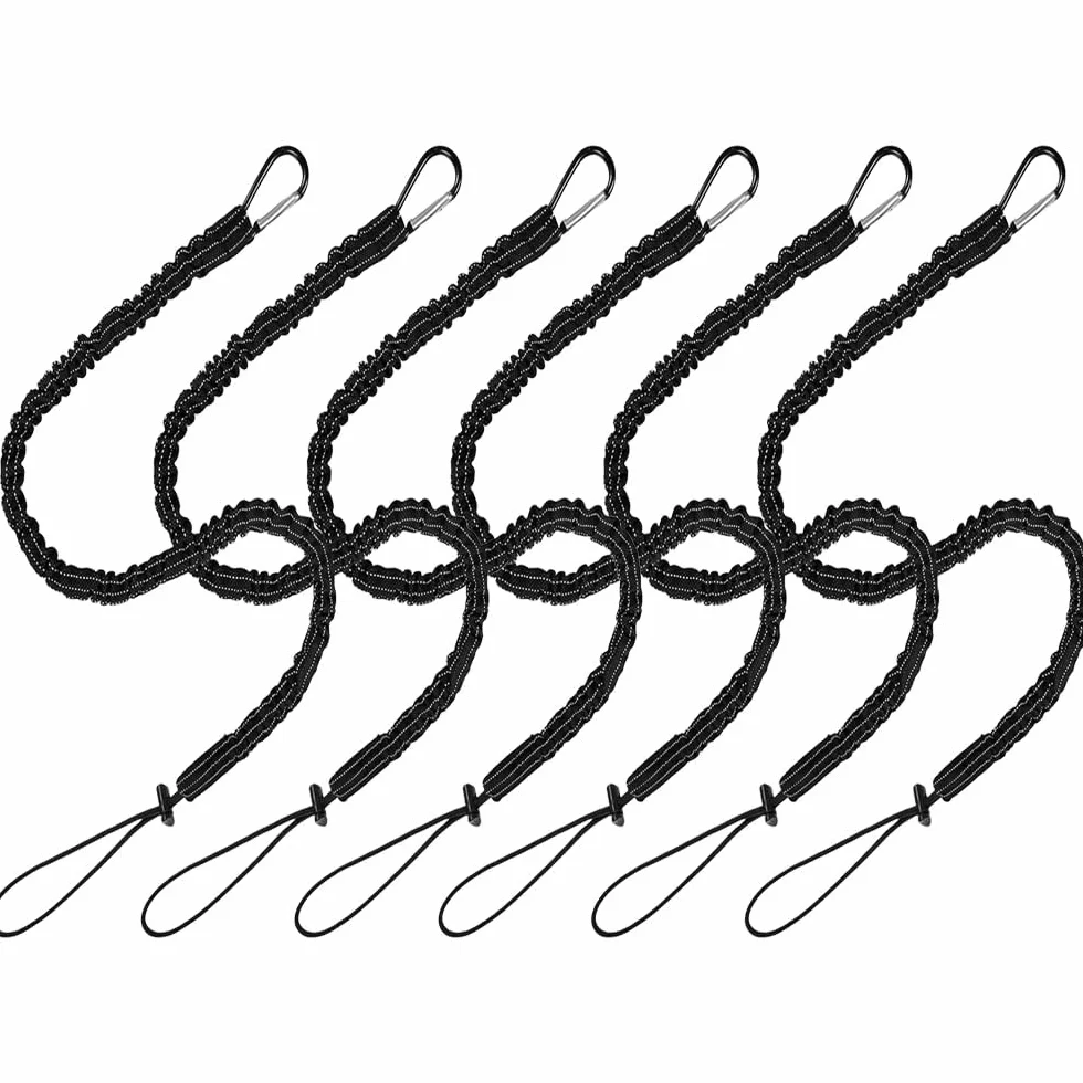 6 Piezas de Seguridad para Herramientas, Cuerda de Seguridad Elástica con Mosquetón para Anticaída y Protección contra Caídas en Trabajos de Altura, Ideal para Techistas, Construcción, Montaje y Mante