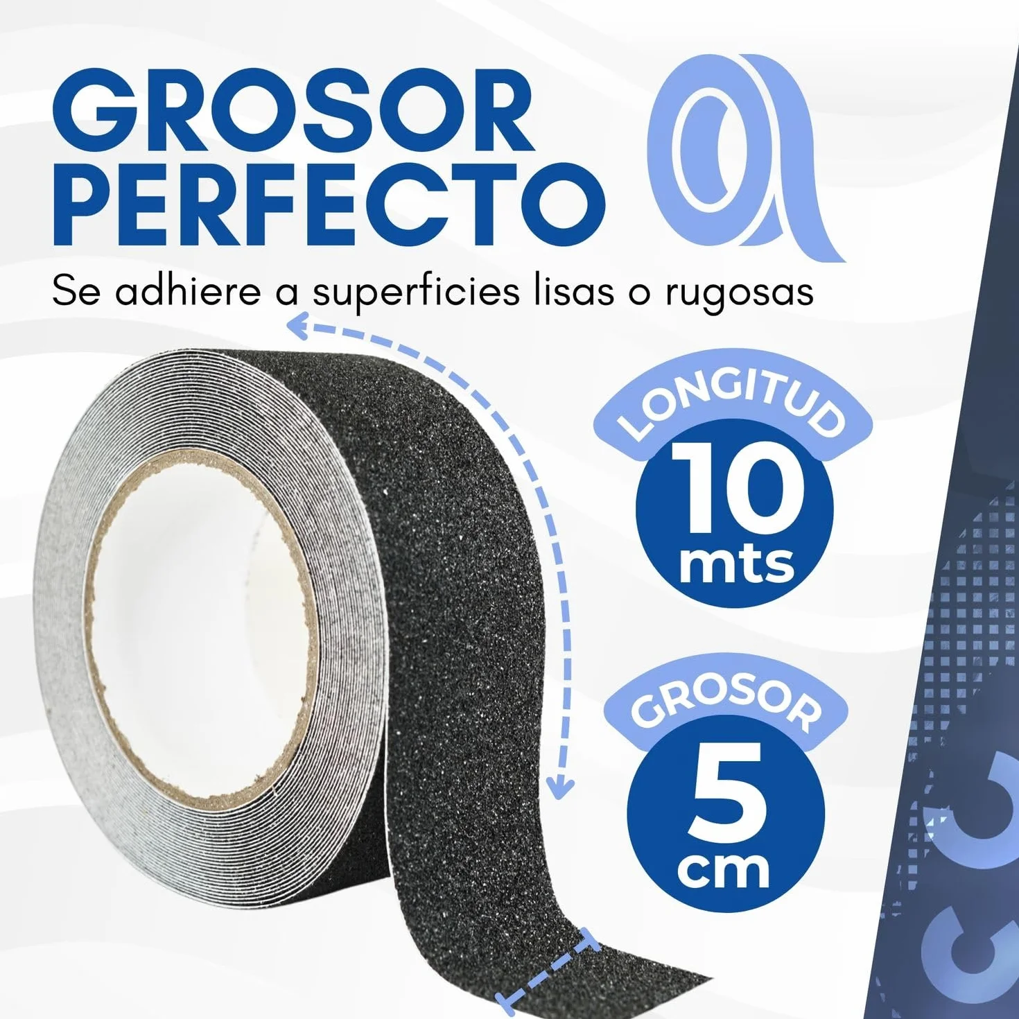 Cinta Antideslizante Escaleras Suelo Exterior 10 Metros 5cm x 10m Rollo Seguridad