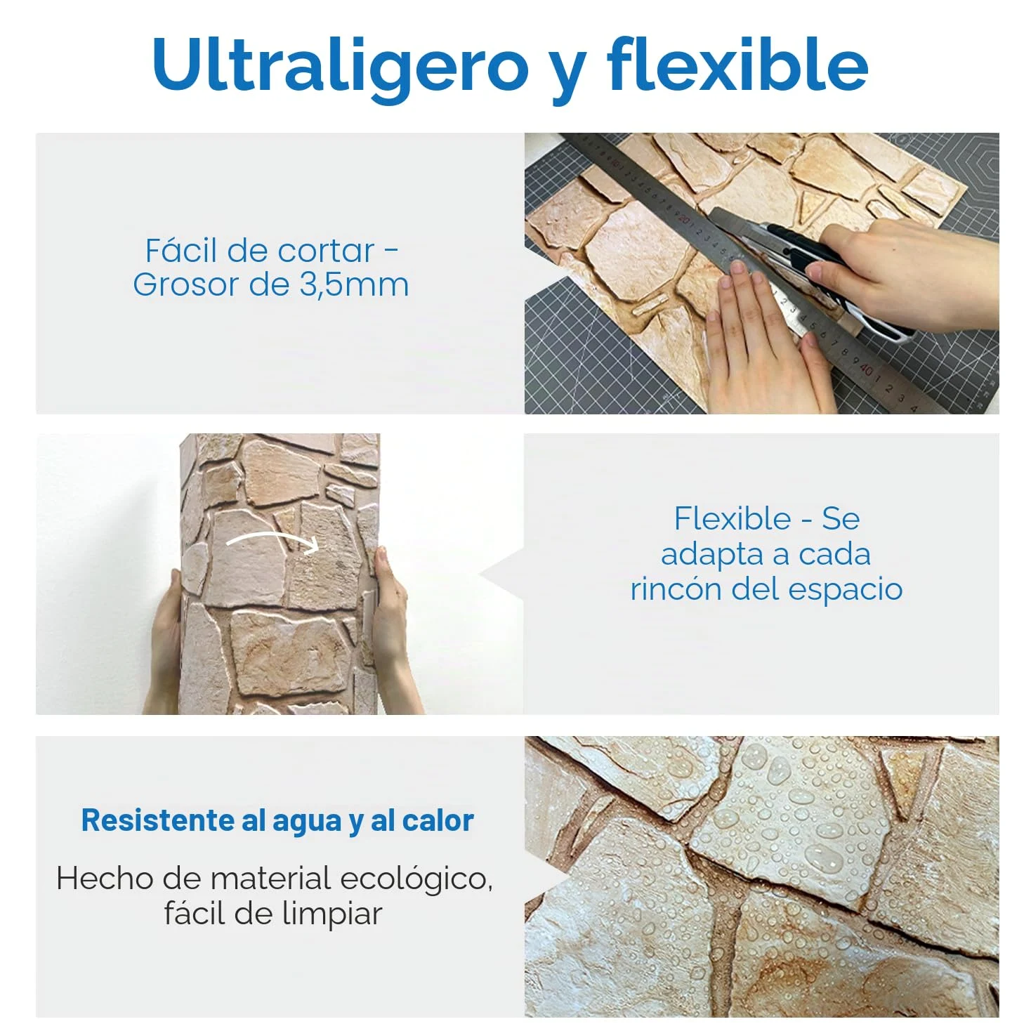 COMSTICKC Paneles de Pared 3D Autoadhesivo de Piedra, 10 Piezas 30 x 30 cm, 3D Papel Pintado, PVC Decorativo Panel de Pared de Ladrillo Adhesivos para Salón Oficina Cocina (Marrón Claro)