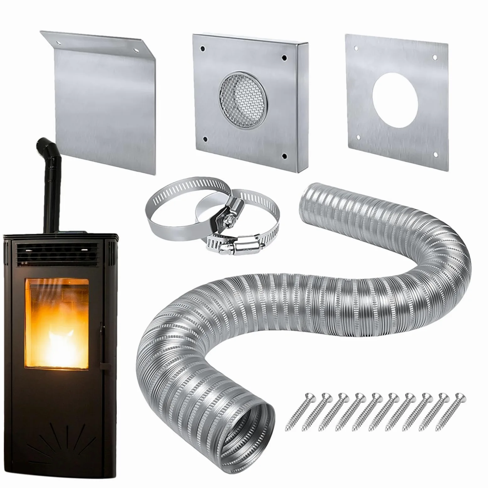 Piezas de repuesto para calentador espacial, kit de admisión de aire para estufa de pellets,Accesorios para chimeneas y estufas resistentes al calor | Juegos de herramientas para chimenea Kit de entra