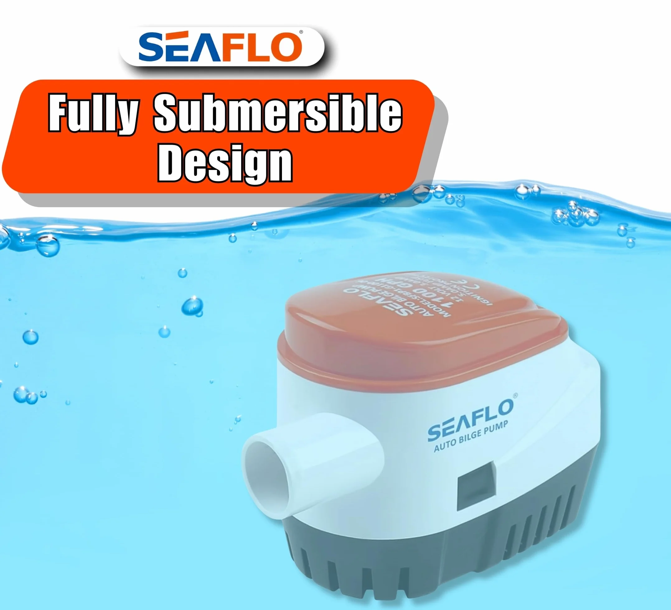 LIGHTEU Seaflo - Bomba automática de agua de sentina sumergible para barcos, 12 V, con interruptor de flotador 1100 GPH