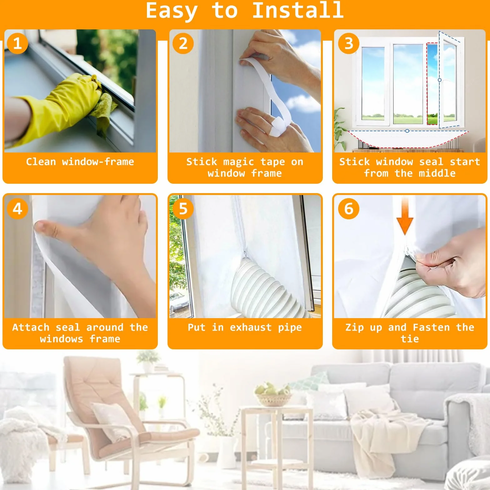 Cubierta Aislante Ventana Aire Acondicionado, 500cm Kit Ventana Aire Acondicionado Portatil, Sello Ventana Universal para AC Móvil y Secadora AC Window Kit Que Bloquea el Aire Caliente