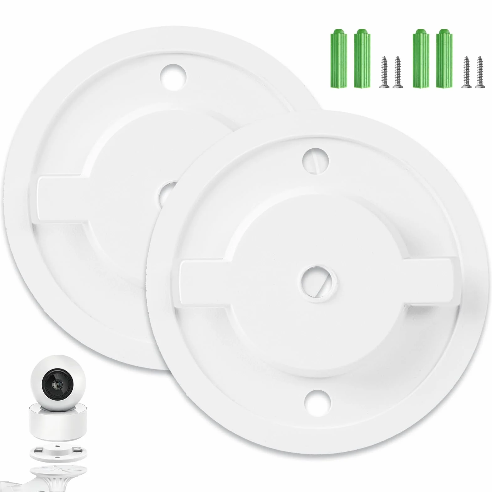 Soportes Cámara Vigilancia WiFi Interior 55 mm para Tapo C200 C210 IPC40C IPC42C TPC42EW IPC43AN IPC43AW MIPC451, Lote de 2 Soportes Kit para Cámara Domo Bases de Montaje Mural Accesorio