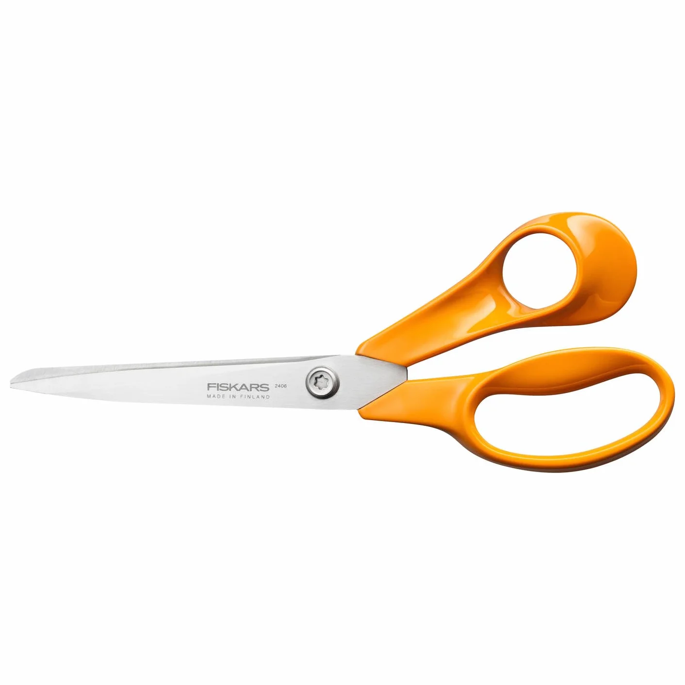 Fiskars Tijeras universales para tejidos y manualidades Classic, Para Diestros, Longitud total: 21 cm, Tornillo Torx mejorado y mango más ergonómico, Acero/Plástico, Naranja, 1075032