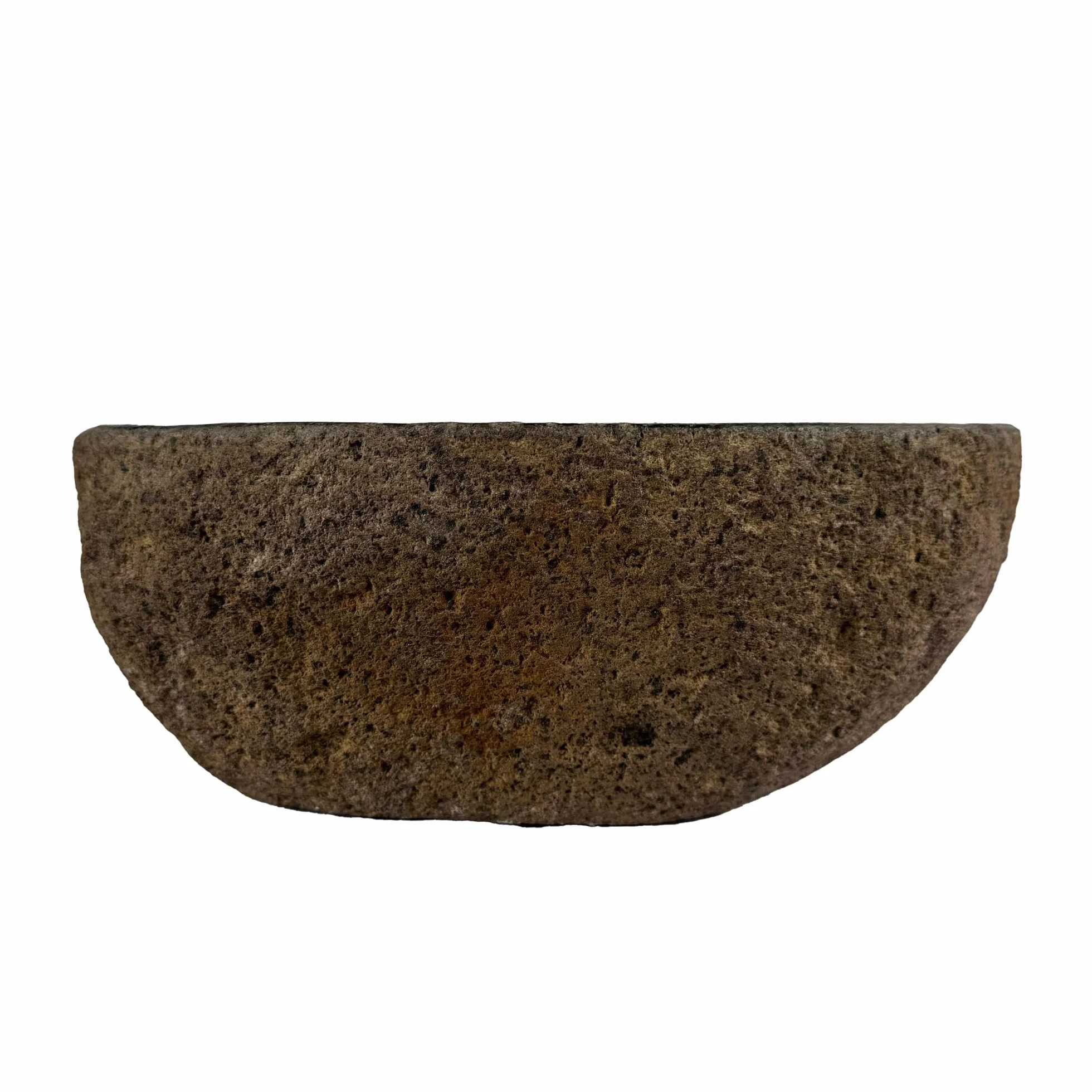 Lavabo Ovalado - Cuenca de Piedra de Río - Fregadero para baño - Forma y color únicos - Piedra Natural - Pulido y sólido (Marrón/Oxidado, 30-35x25-30cm)