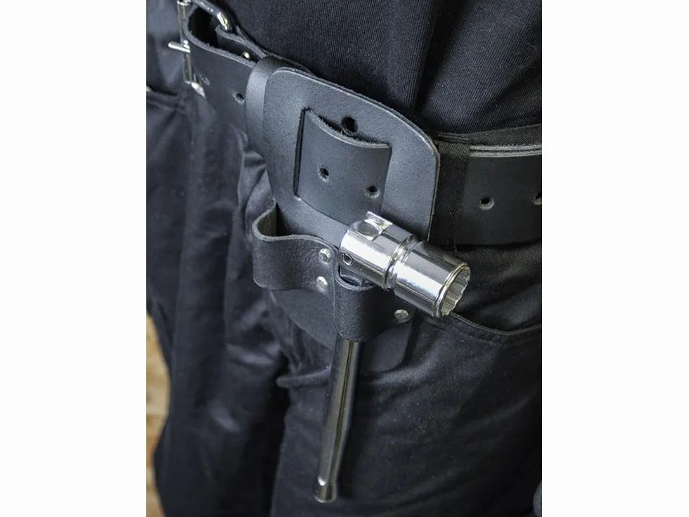 Faithfull Porte-clé d'échafaudage double boucle en cuir noir pour ceinture à outils