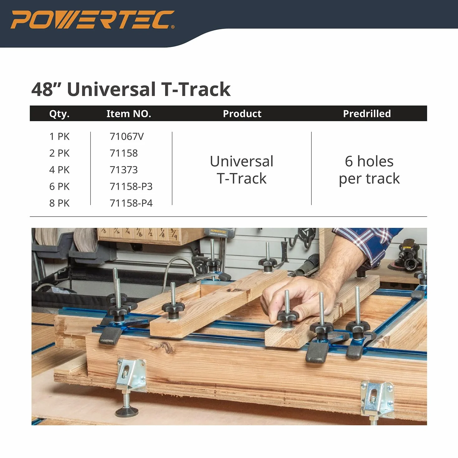 POWERTEC 71121 Kit de pomos en T con perillas roscadas y pernos en T de 5/16 a 18 para carpintería, juego de 16 piezas