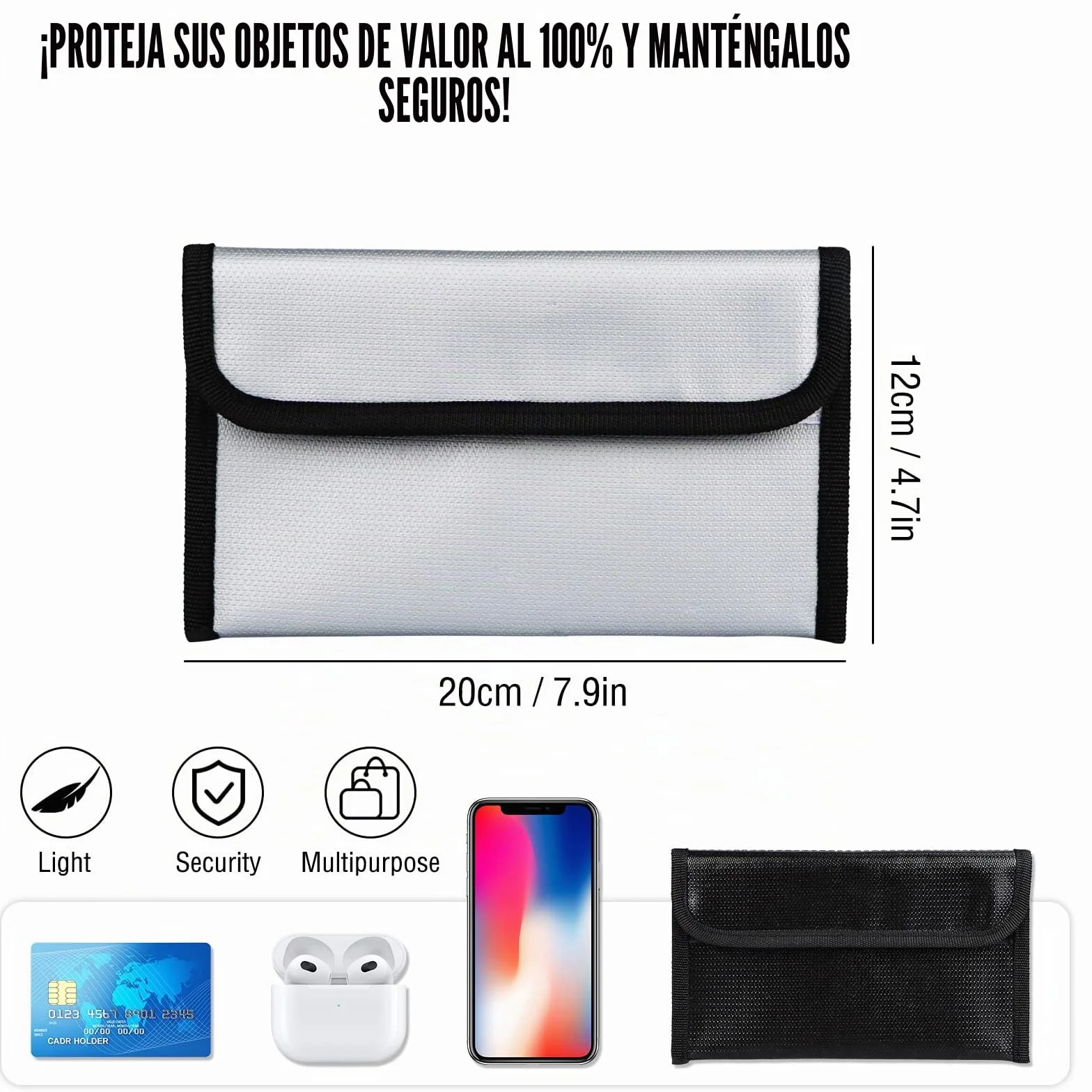 2 Piezas Bolsa Ignifuga Dinero De Documento Impermeable Prueba Fuego Seguridad Para Guarda Documentos A4 Bolsas Efectivo IgníFuga Almacenamiento Sobre Ignifugo Resistente Para Objetos de Valor