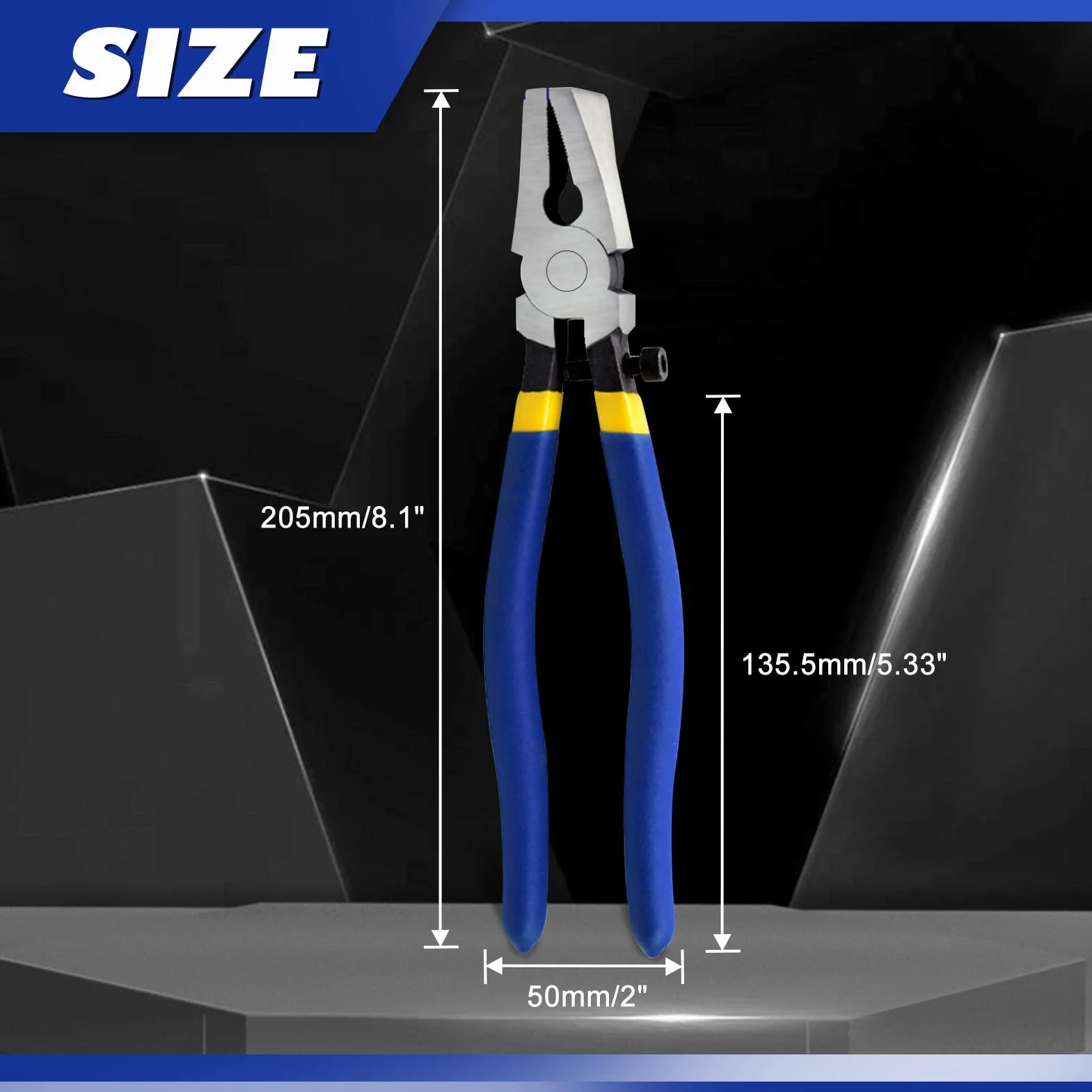 SPEEDWOX Alicates de vidrio para romper mandíbulas planas dentadas con tornillo ajustable de 8 pulgadas, alicates de vidrio resistentes para trabajo de vidrieras, herramienta de rotura