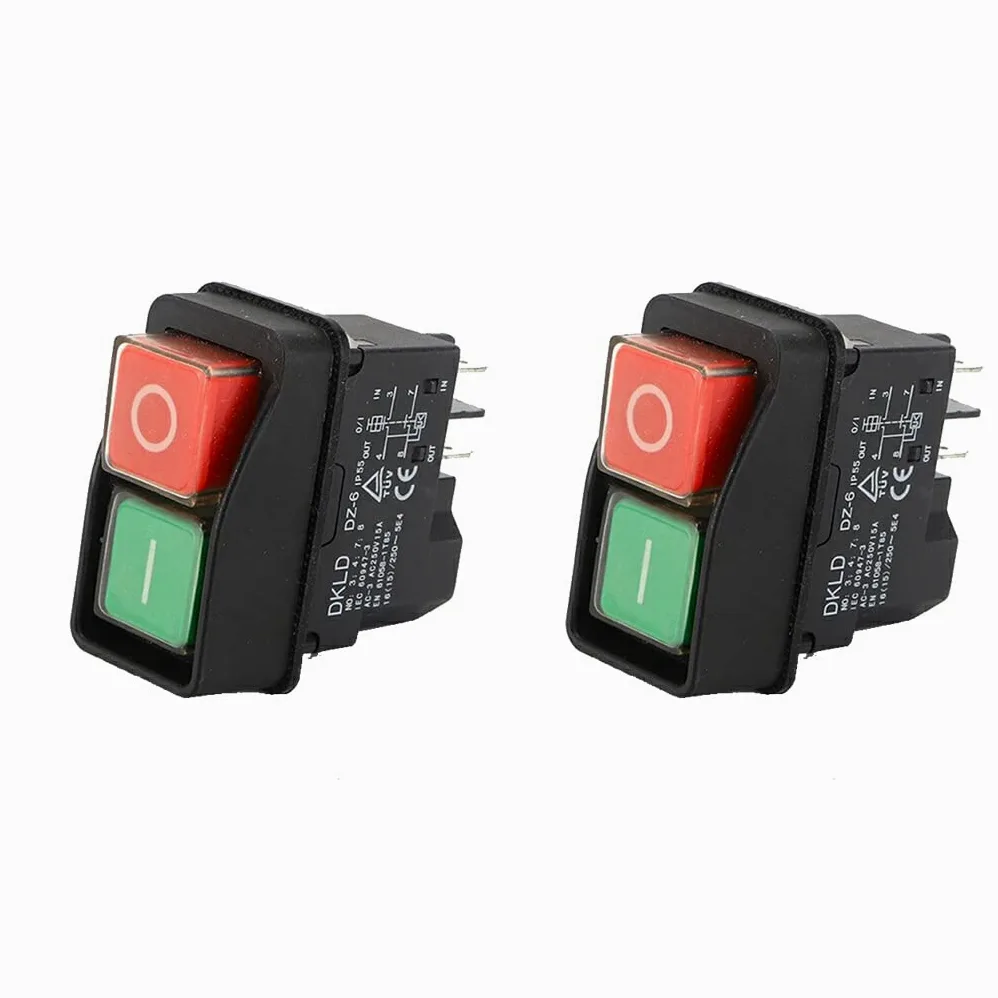 Botón pulsador DKLD DZ6 Protección contra sobrecarga Interruptor electromagnético a Prueba de Agua Rendimiento Estable Interruptores de Seguridad Licuadora, DKLD/DZ-6 Cinco Patas