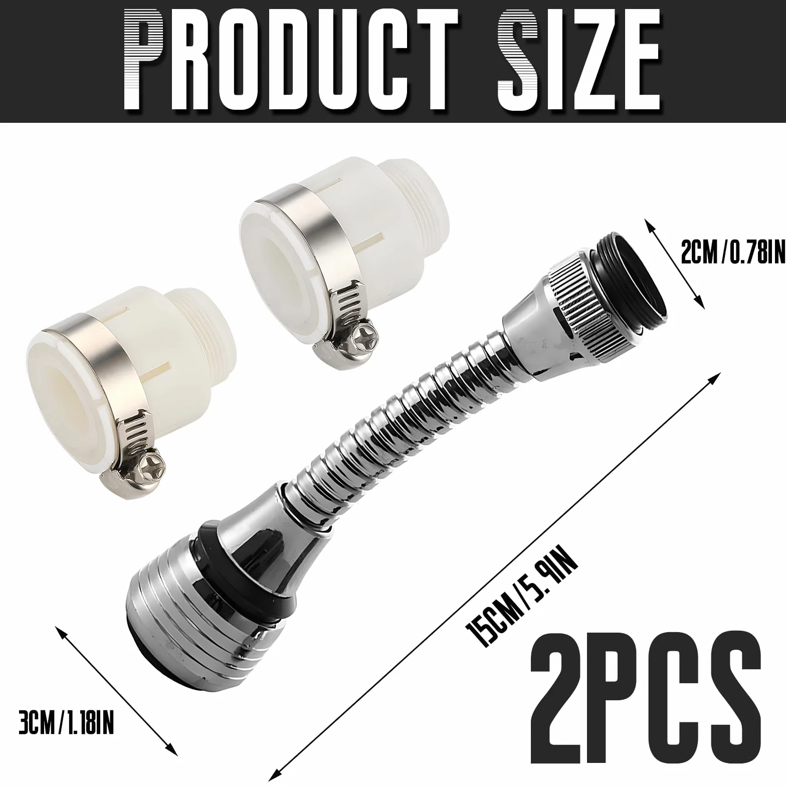 Wohlstand 2 piezas Extensor de Aireador de Grifo de Fregadero 360, Aireador de Extensión del Grifo, Pulverizador de Grifo Flexible 360, para la mayoría de los grifos de cocina y baño (2 modos)