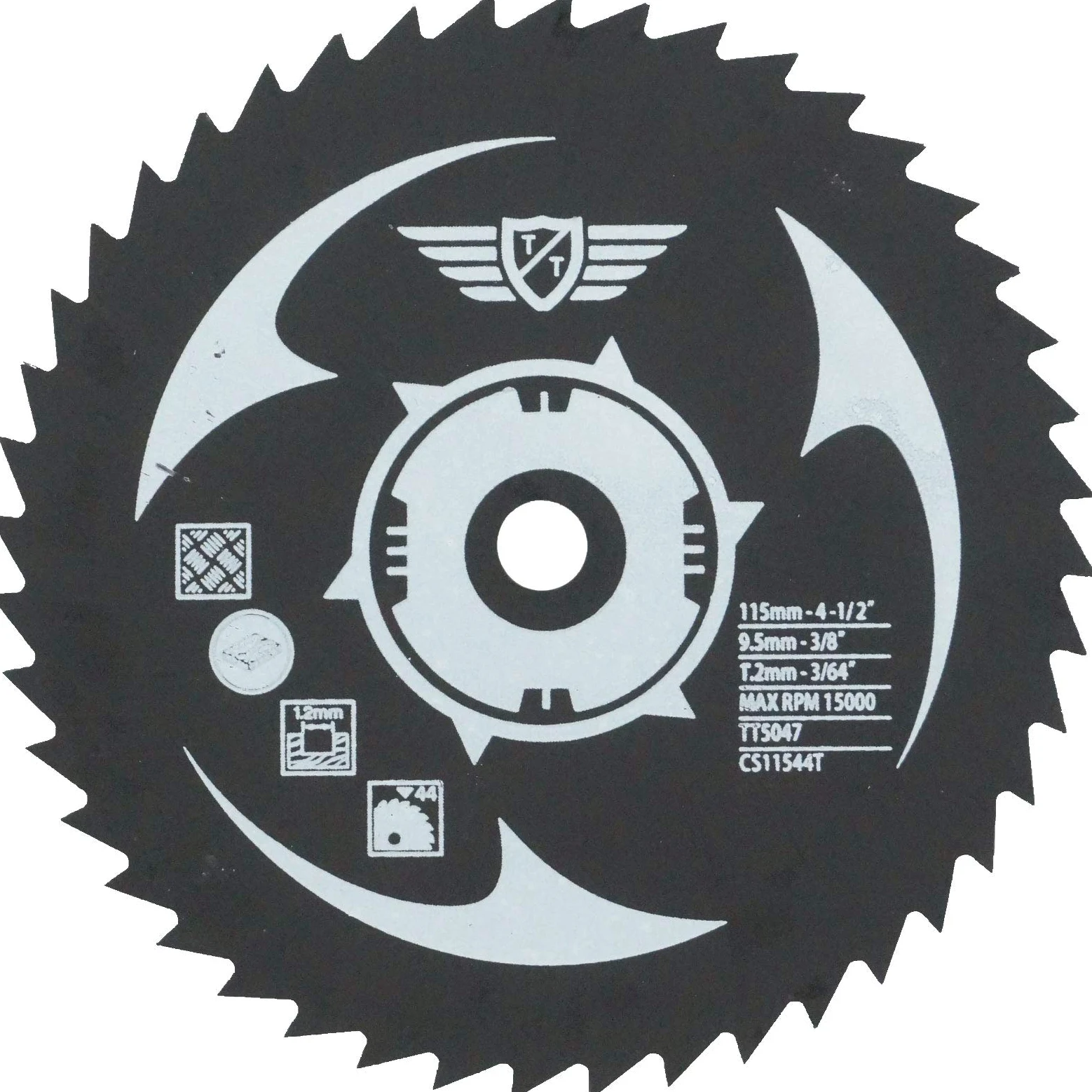 4 x TopsTools CSK115_4 115mm 120mm 24T 44T 60T Hojas de sierra HSS de diamante de 9,5mm de diámetro compatibles con Worx WorxSaw XL Worx WX427 WX429 WX437 WX439 WX531 400W 700W