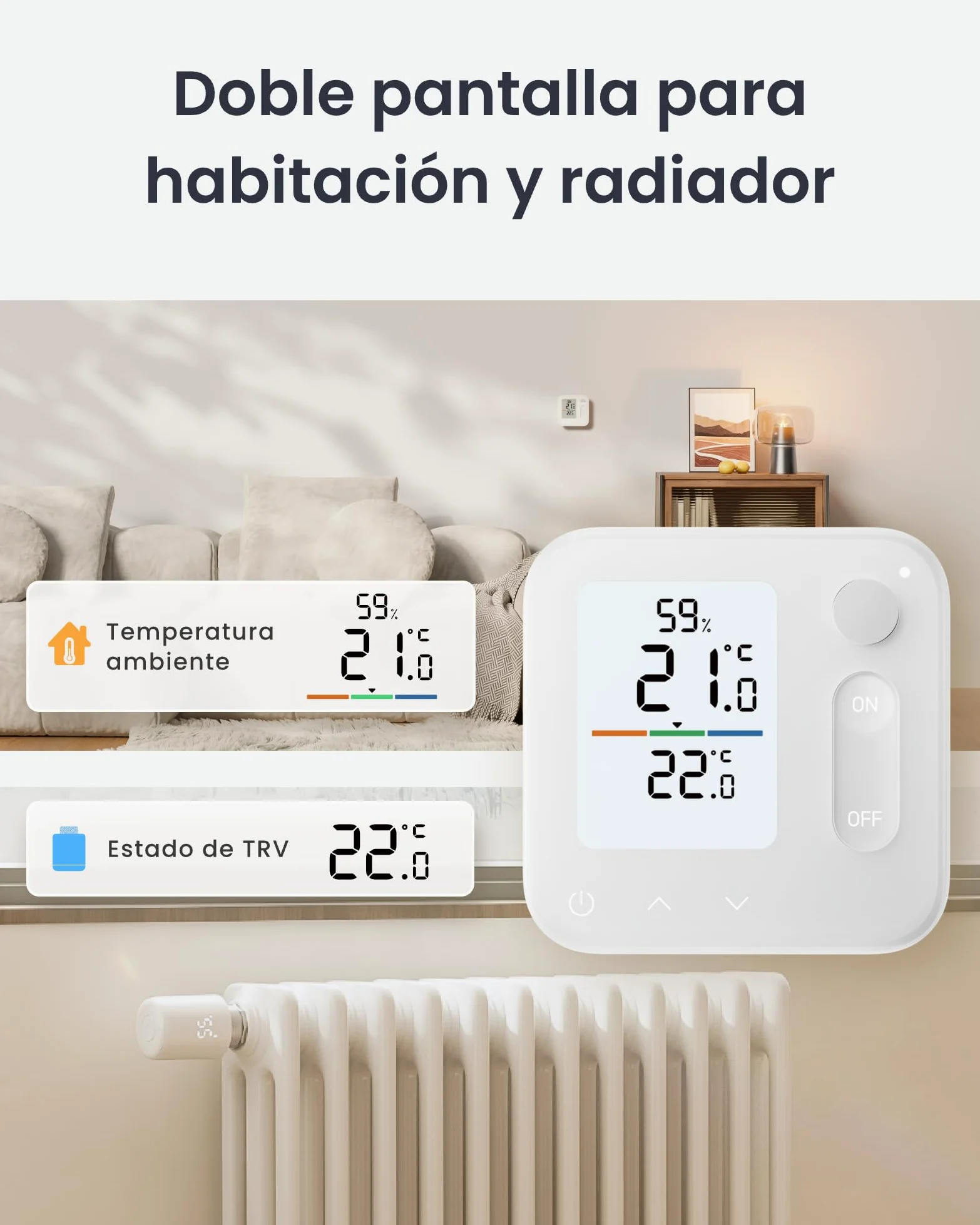 SwitchBot Panel de clima interior, termohigrómetro integrado, optimiza el control de la válvula del radiador, ahorro de energía y costes. Compatible con Apple Home & Home Assistant a través de Matter