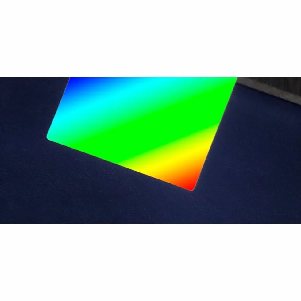 Rejilla de difracción óptica 36x38mm, rejilla de transmisión PET premium con eficiencia del 50%, ancho 200-10000nm para experimentos de espectroscopia en laboratorios escolares (600 líneas)