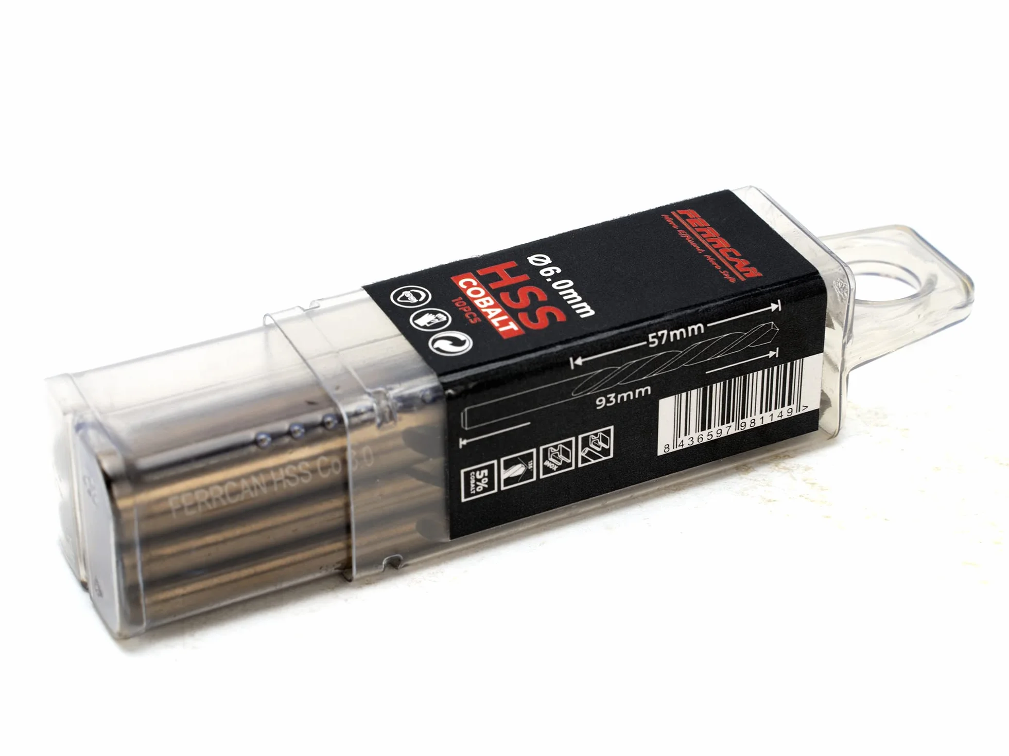 Brocas para metal HSS DIN338 M35 5% cobalto para taladrar en acero inoxidable, hierro y otros metales (paquete de 10 unidades por medida) (6mm)